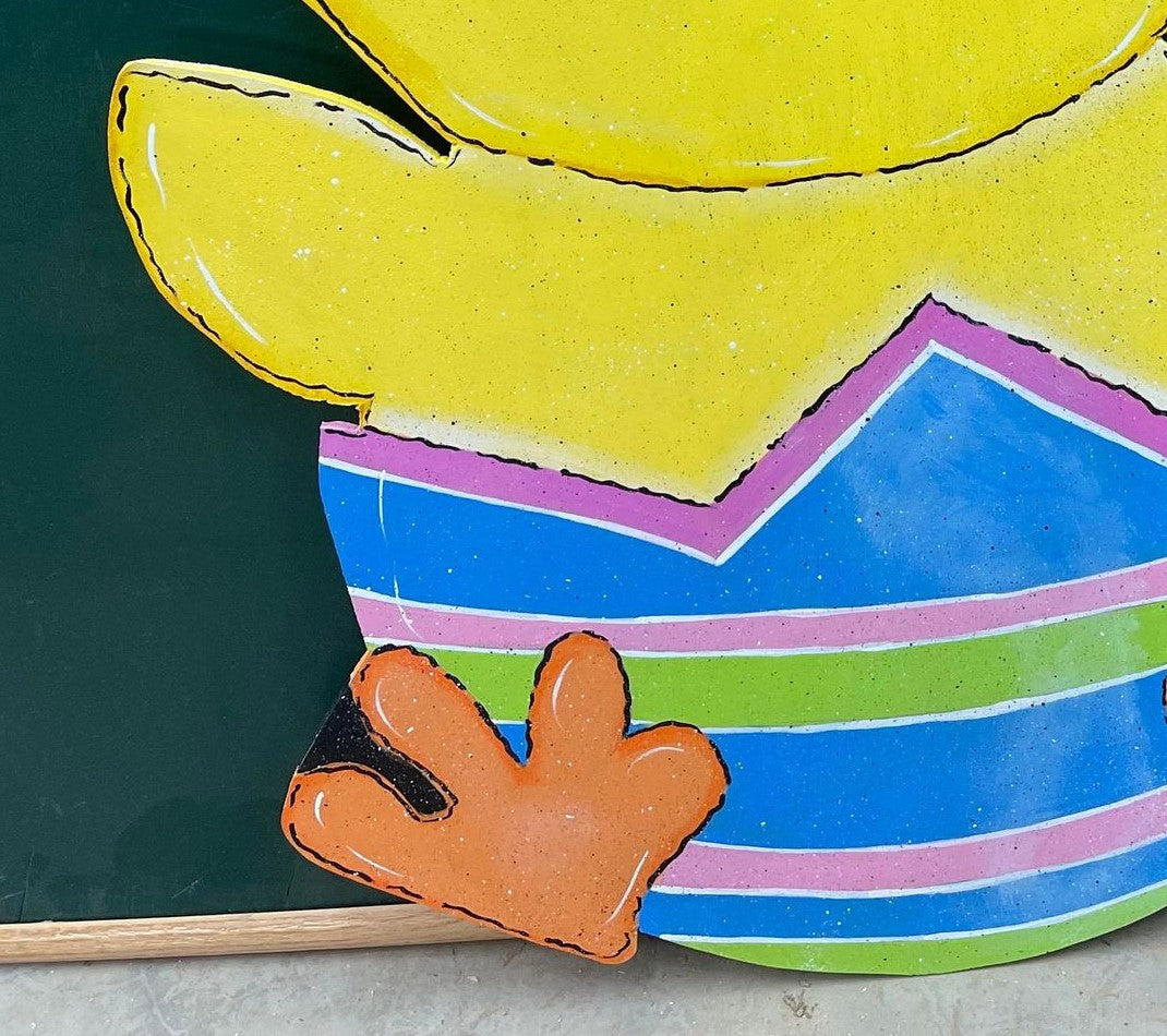 Hand Painted Wood Yard Art - Easter Chick in Egg - Spring Outdoor Lawn and Garden Decoration