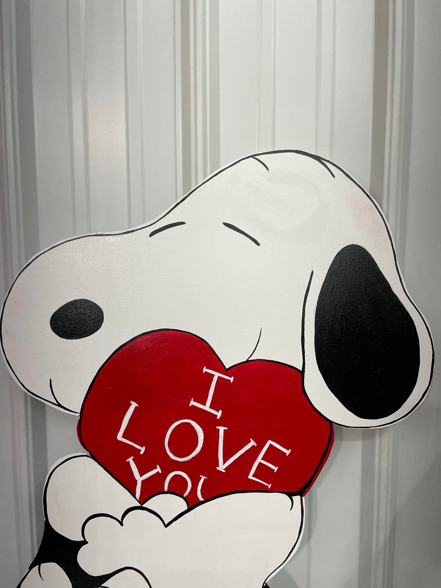 Hand Painted Wood Yard Art - Valentine's Cute Snoopy Peanuts - Outdoor Lawn Decoration
