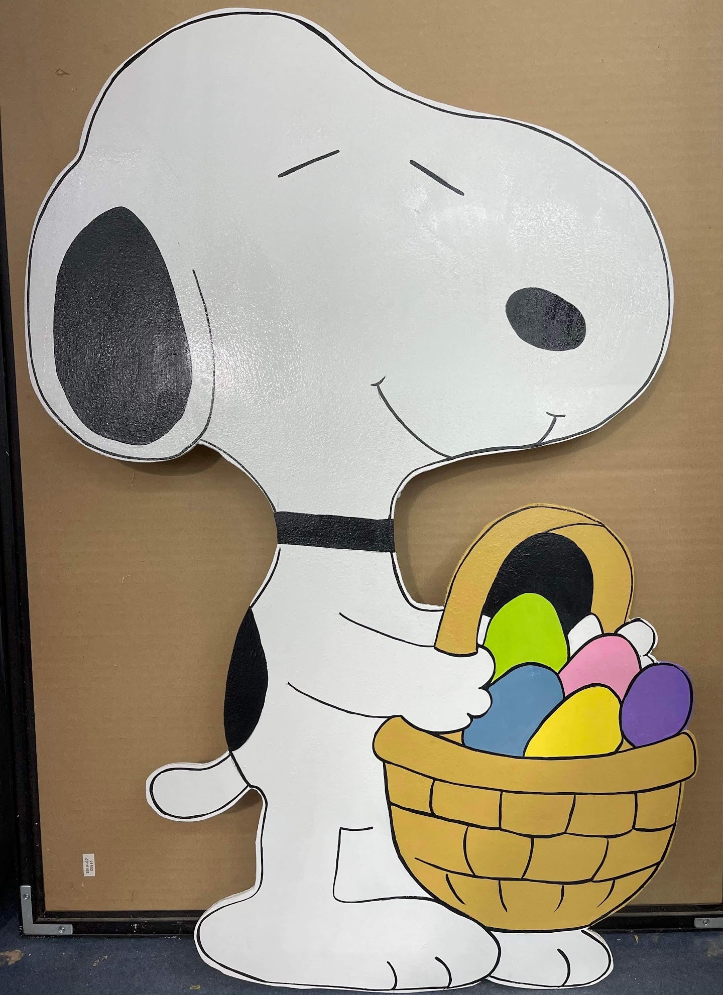 Hand Painted Wood Yard Art - Easter Snoopy with Basket of Eggs - Outdoor Lawn Decoration
