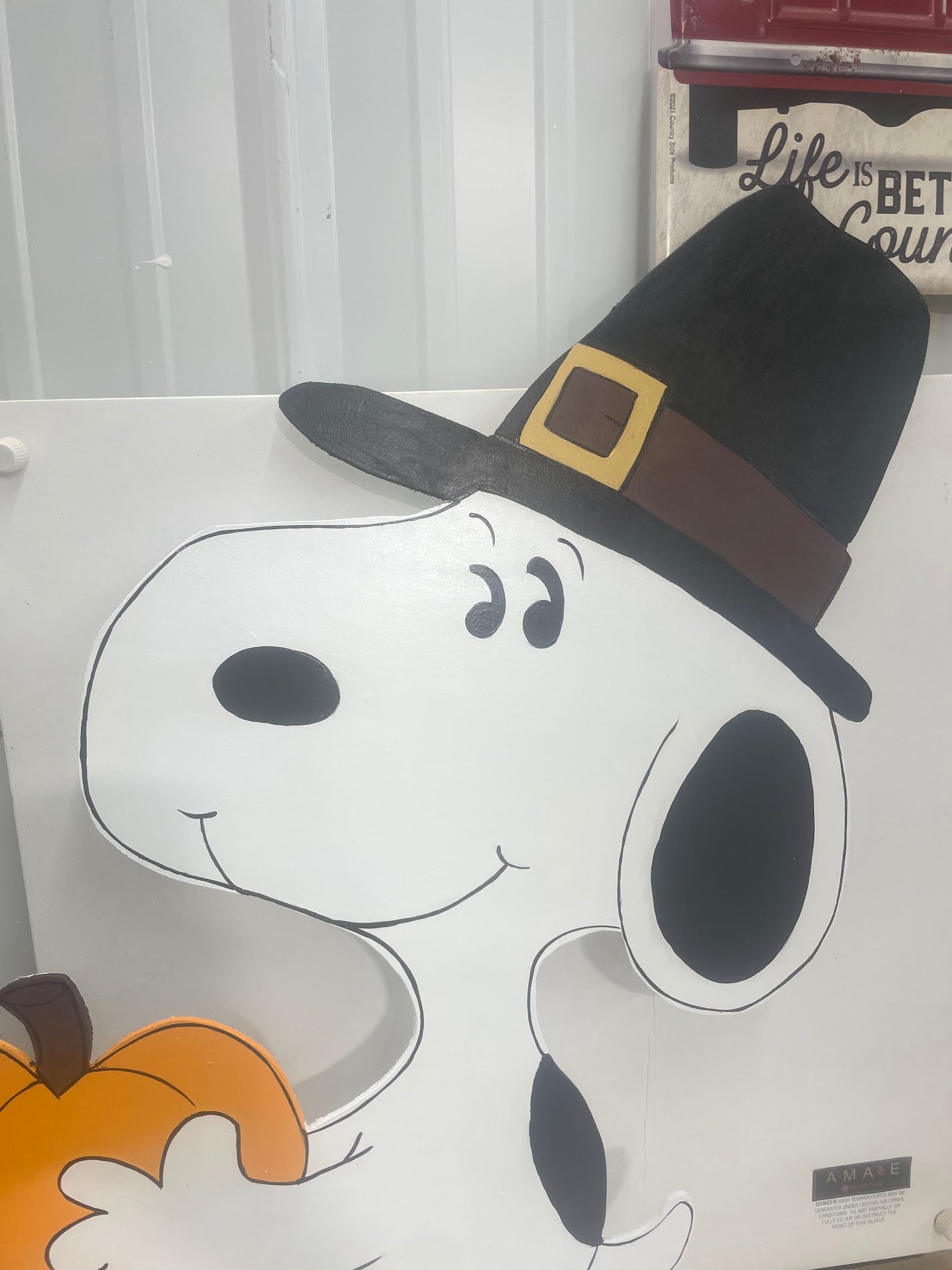 Hand Painted Wood Yard Art - Pilgrim Thanksgiving Snoopy - Fall - Outdoor Lawn Decoration