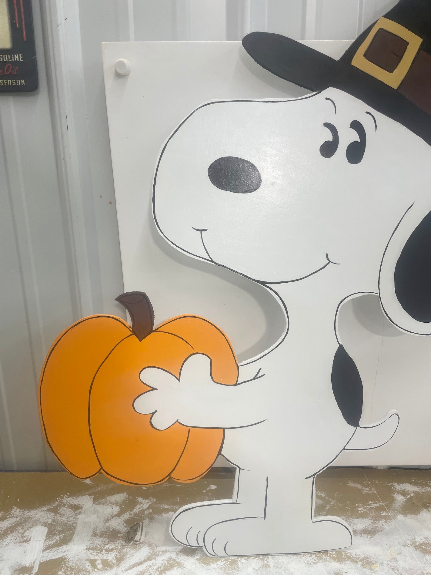 Hand Painted Wood Yard Art - Pilgrim Thanksgiving Snoopy - Fall - Outdoor Lawn Decoration