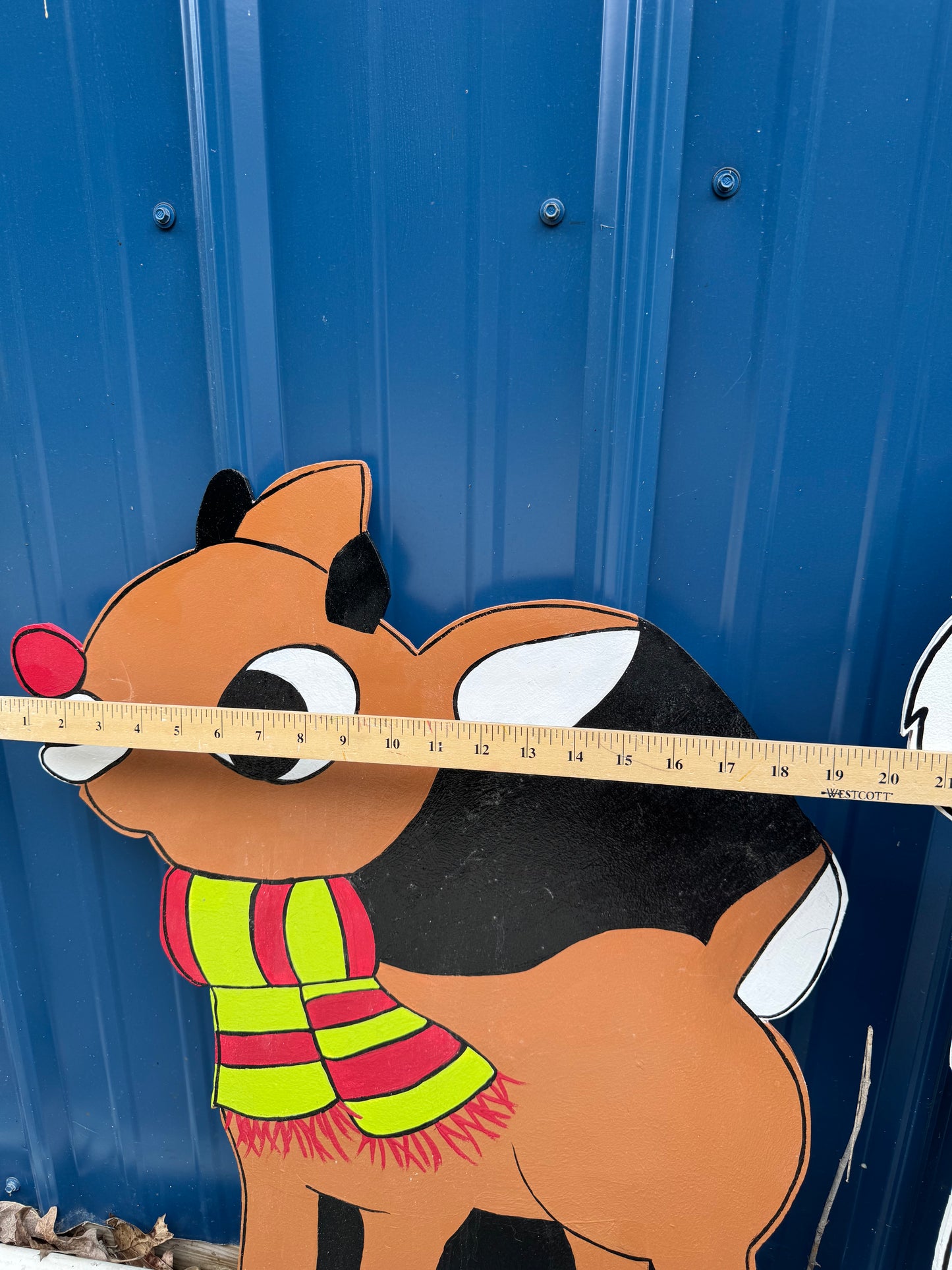 Rudolph the Red-Nosed Reindeer - Christmas Winter Indoor Outdoor - Handpainted Wooden Yard Art