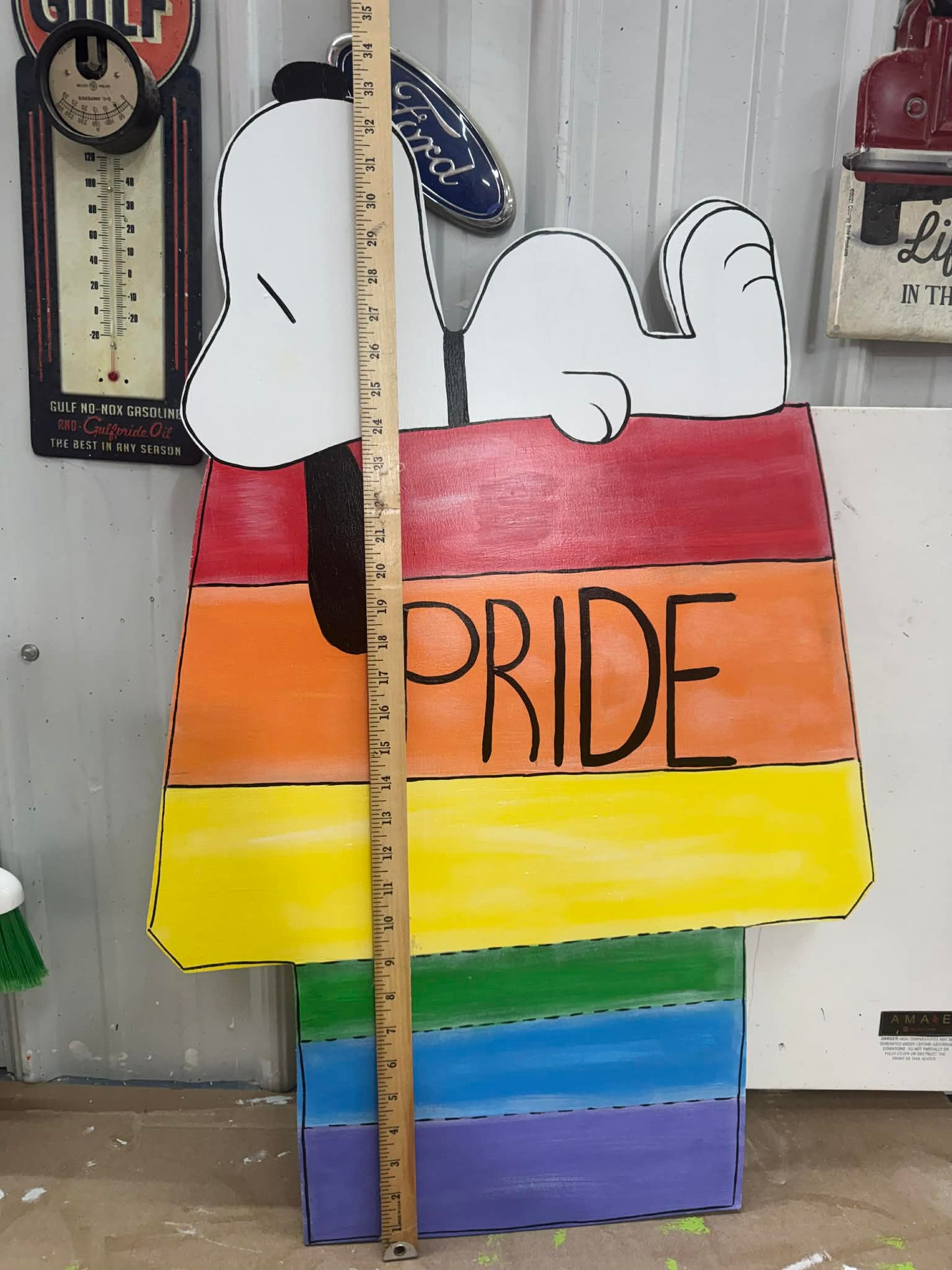 Snoopy on Rainbow Doghouse - Outdoor or Indoor -  PRIDE and Summer Yard Art Decor Wooden (Copy)