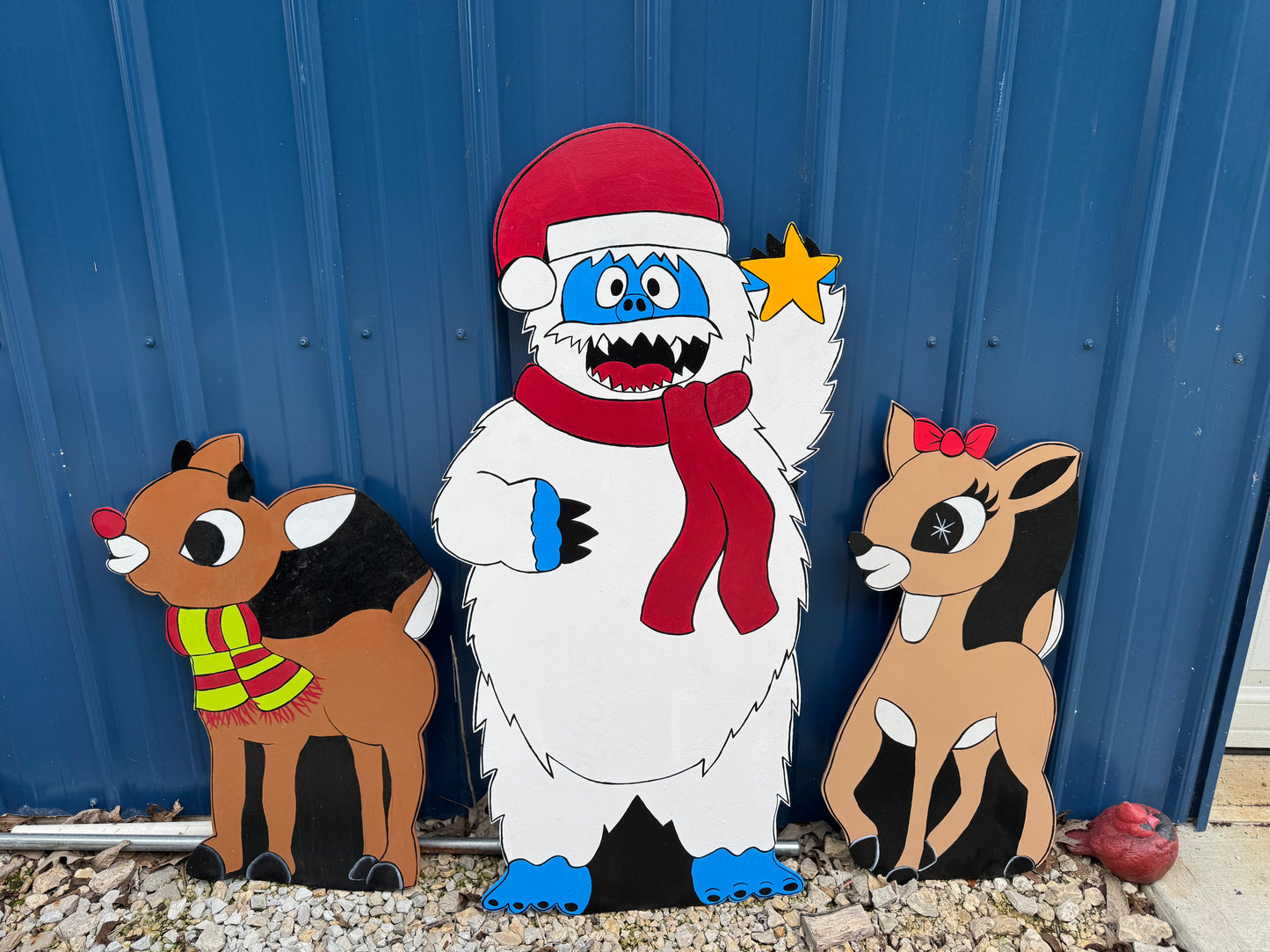 Rudolph the Red-Nosed Reindeer Group - Christmas Winter Indoor Outdoor - Handpainted Wooden Yard Art