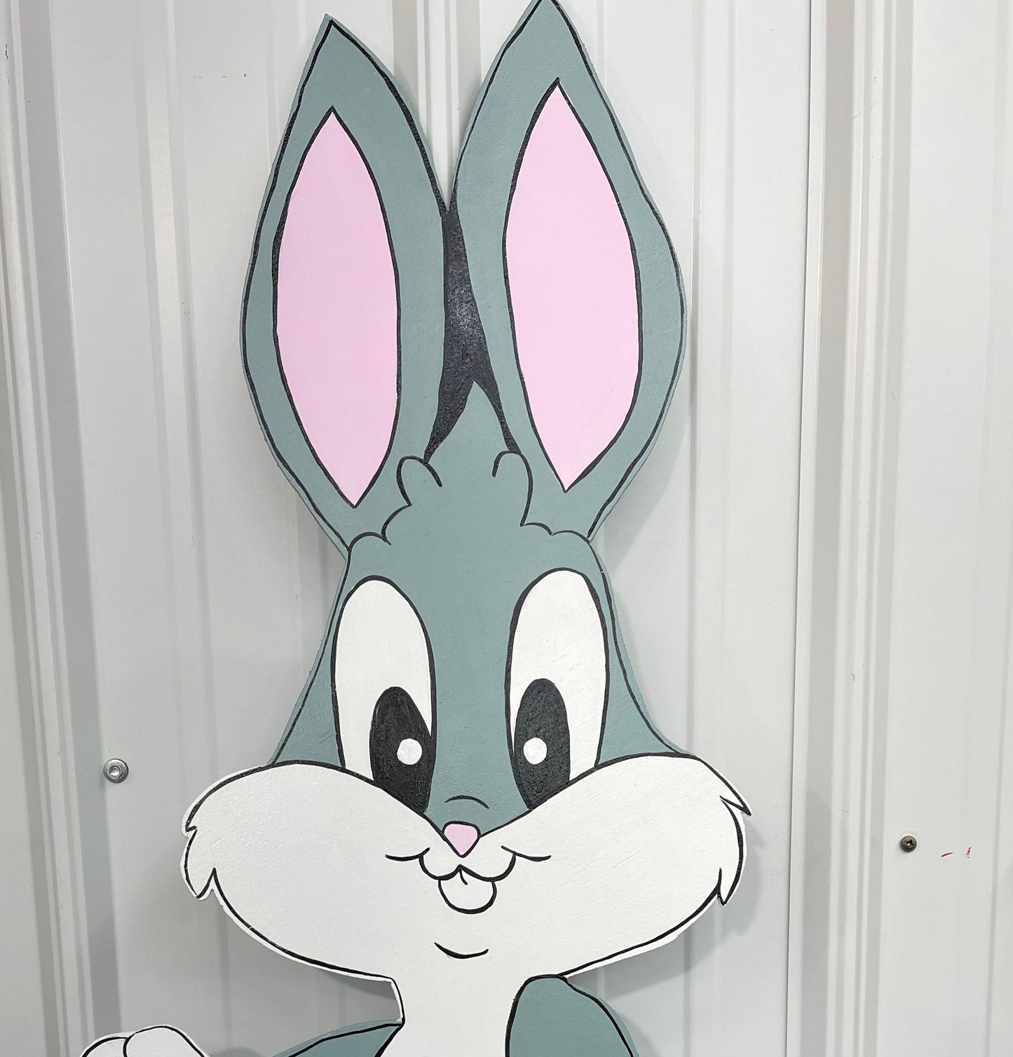 Hand Painted Wood Yard Art - Baby Tunes - Buggs Bunny with Egg - Easter, Spring, Summer Outdoor Yard and Garden Decoration