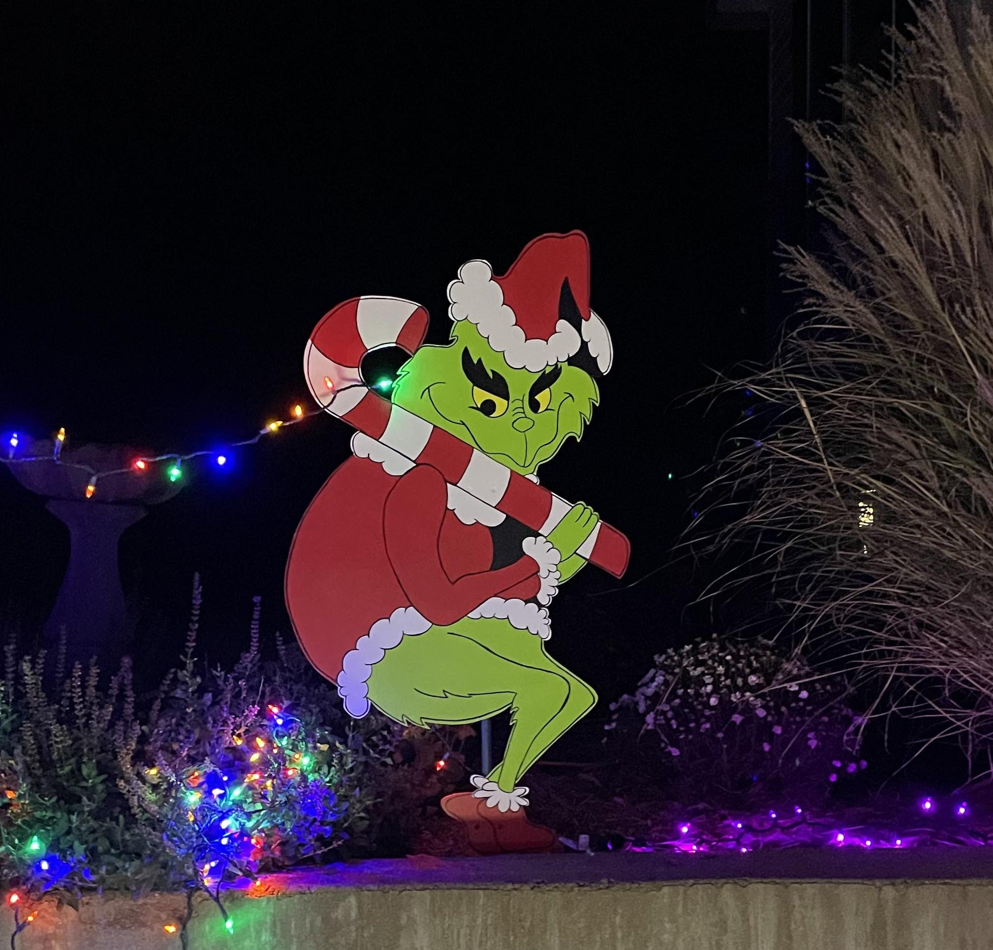 Spring Grinch Arch Hand Painted Wooden Yard Art - Candy Cane Grinch - Stealing Lights - O ...