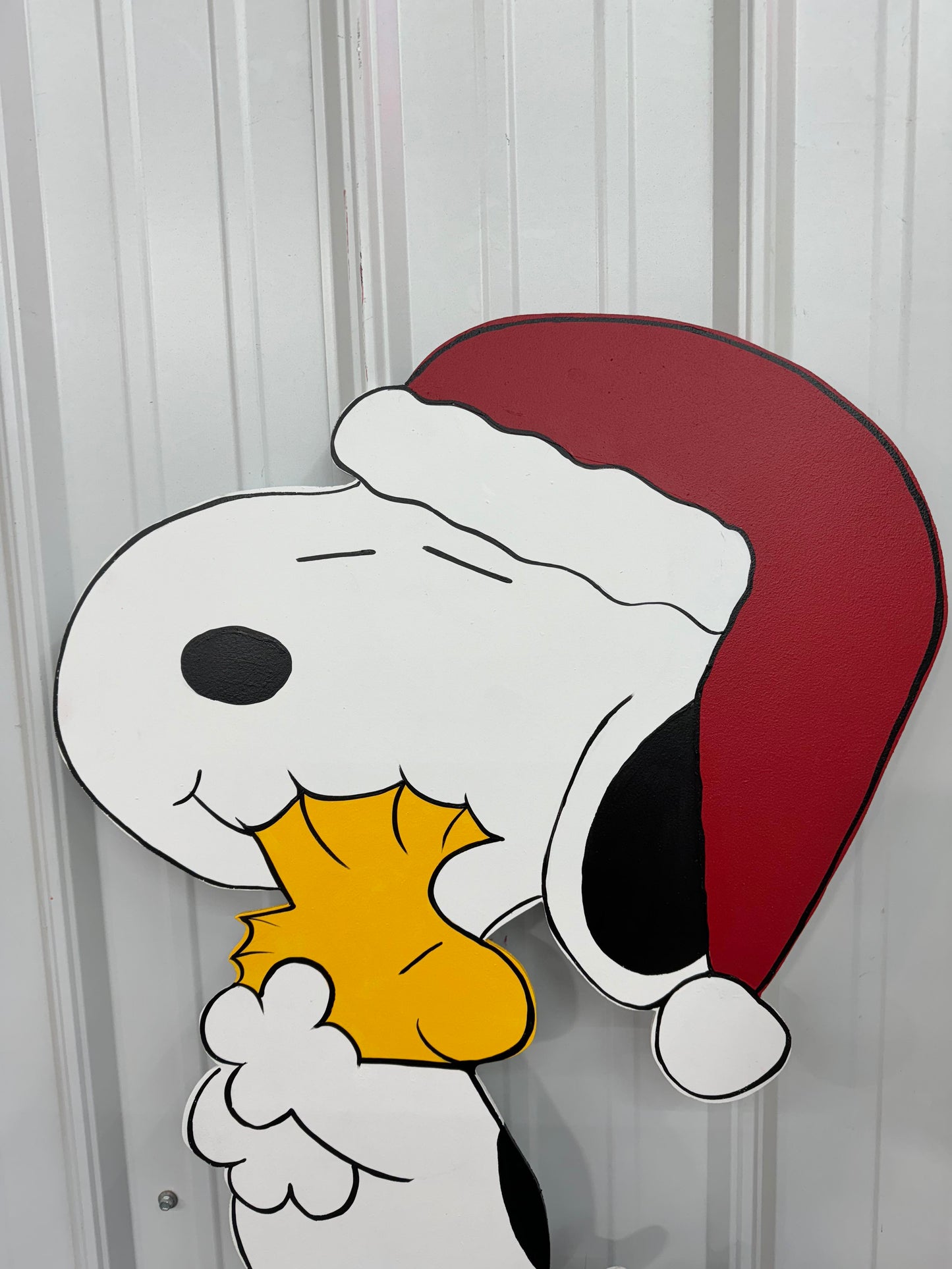 Hand Painted Wood Yard Art - Santa Snoopy Peanuts with Woodstock - Outdoor Lawn Decoration