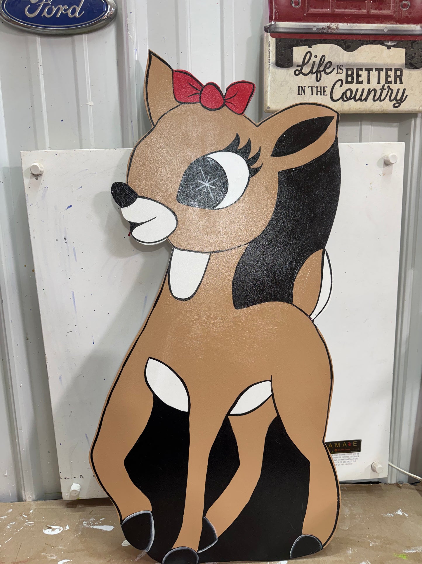 Clarice from Rudolph the Red-Nosed Reindeer - Christmas Winter Indoor Outdoor - Handpainted Wooden Yard Art