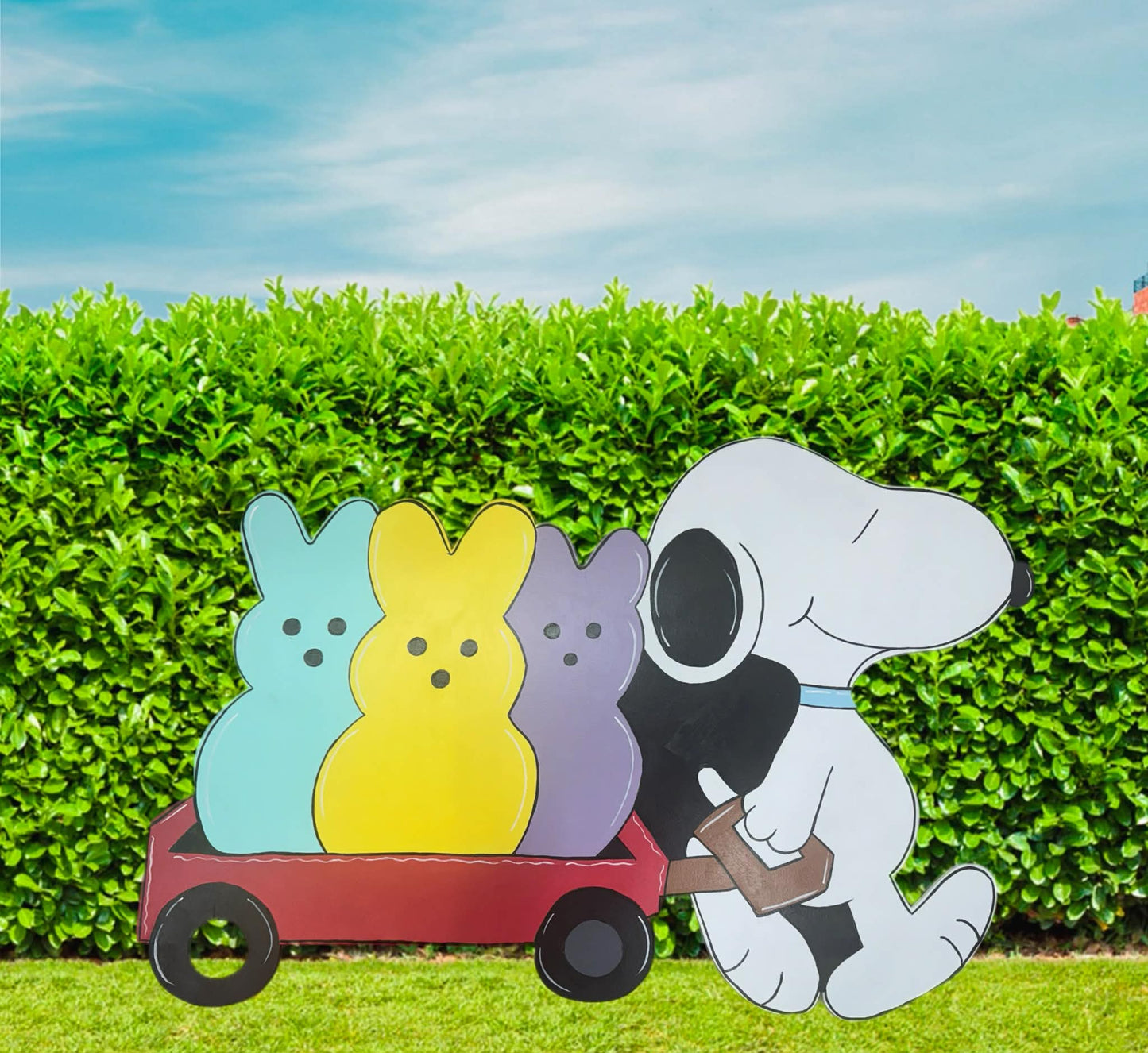 Snoopy with Wagon Easter Peeps - Outdoor or Indoor -  Spring and Easter Yard Art Decor Wooden (Copy) (Copy) (Copy)