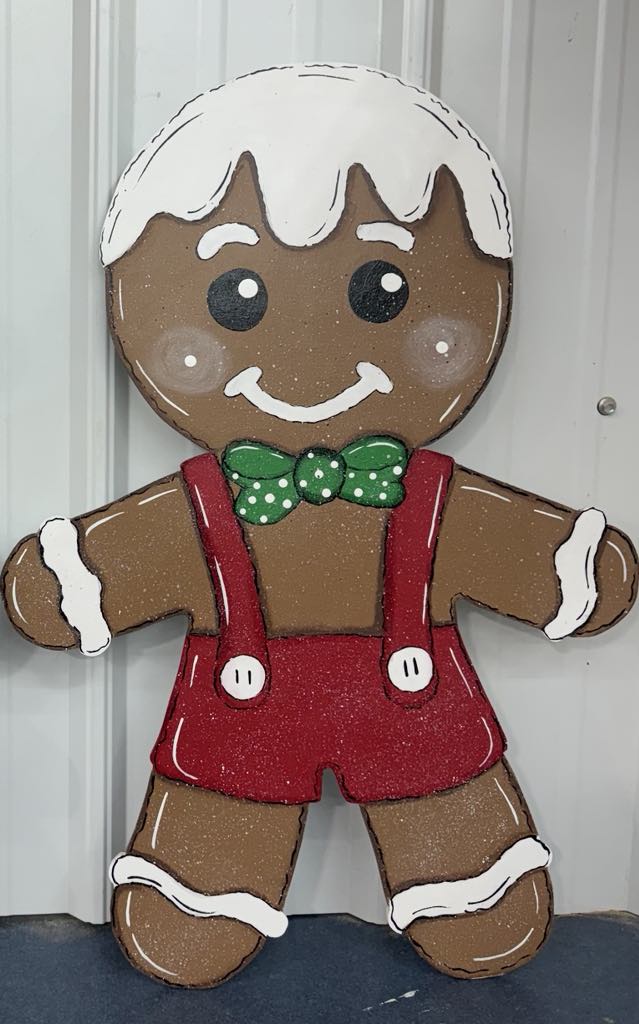 Hand Painted Wood Yard Art - Christmas Winter Gingerbread Boy and Girl - Lawn or Garden Decoration - Outdoor or Indoor