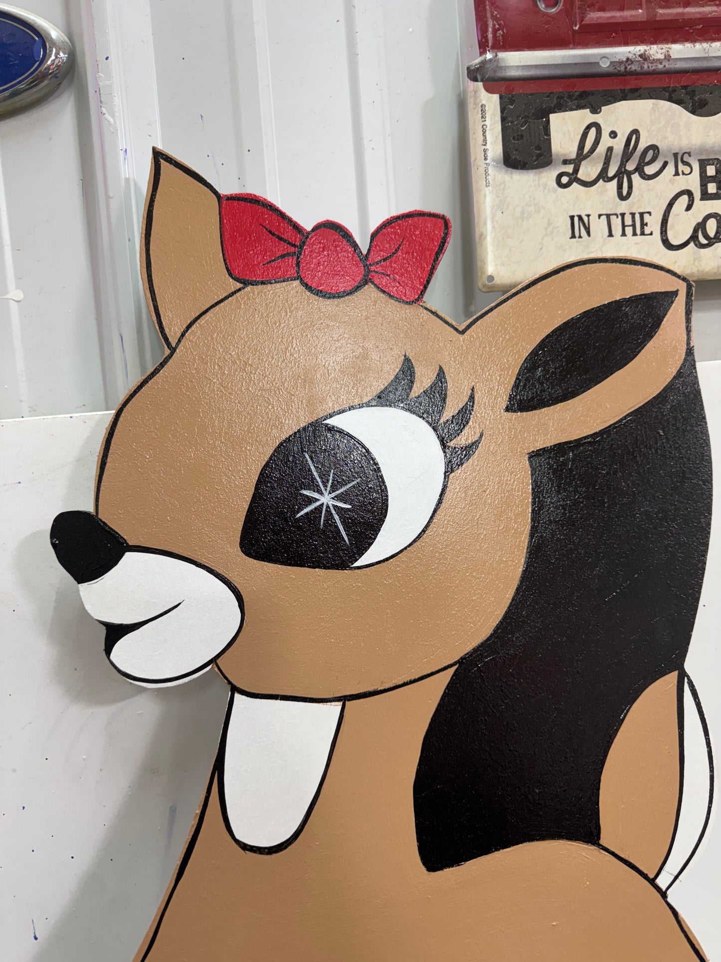 Clarice from Rudolph the Red-Nosed Reindeer - Christmas Winter Indoor Outdoor - Handpainted Wooden Yard Art