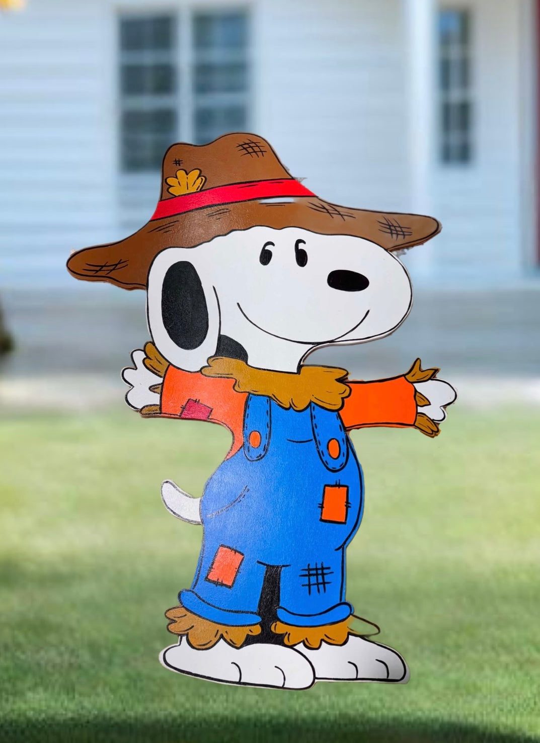 Fall Halloween Scarecrow Snoopy - Handpainted Yard Art - Indoor or Outdoor