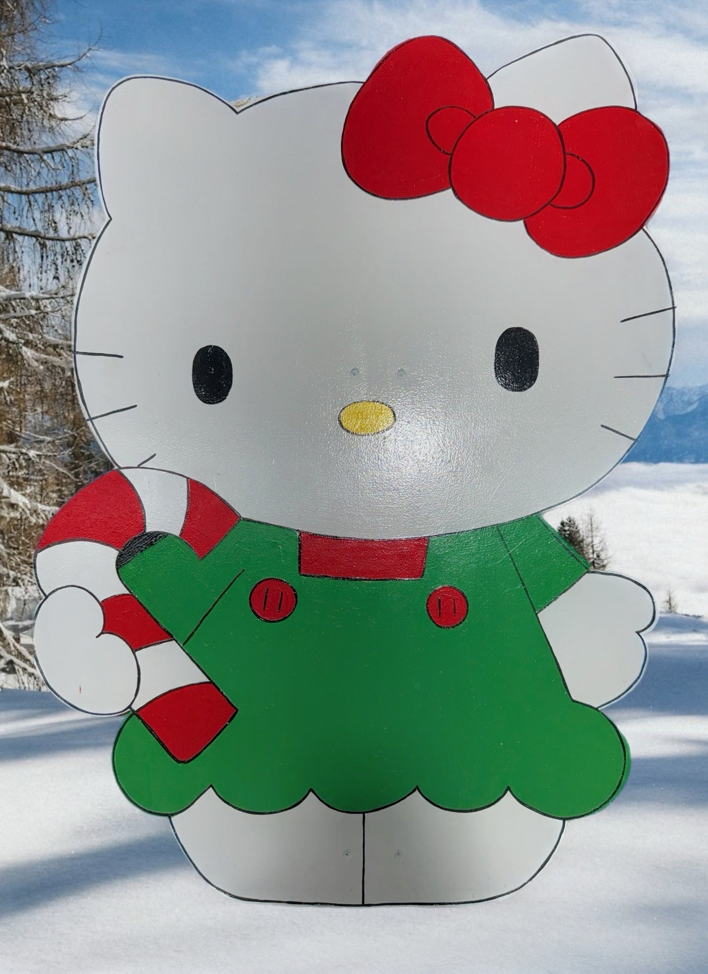 Christmas Hello Kitty - Handpainted Yard Art - Indoor or Outdoor