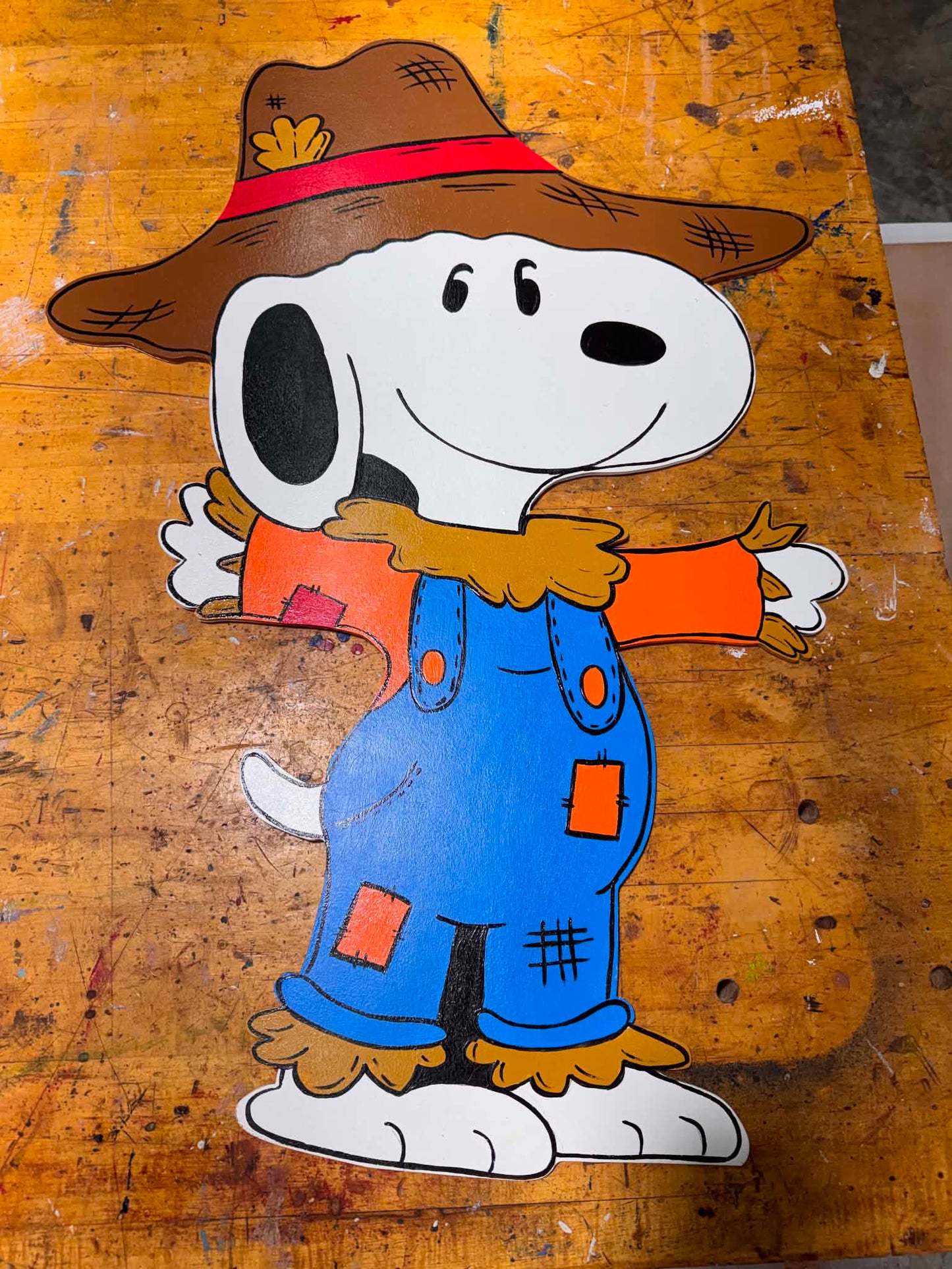 Fall Halloween Scarecrow Snoopy - Handpainted Yard Art - Indoor or Outdoor