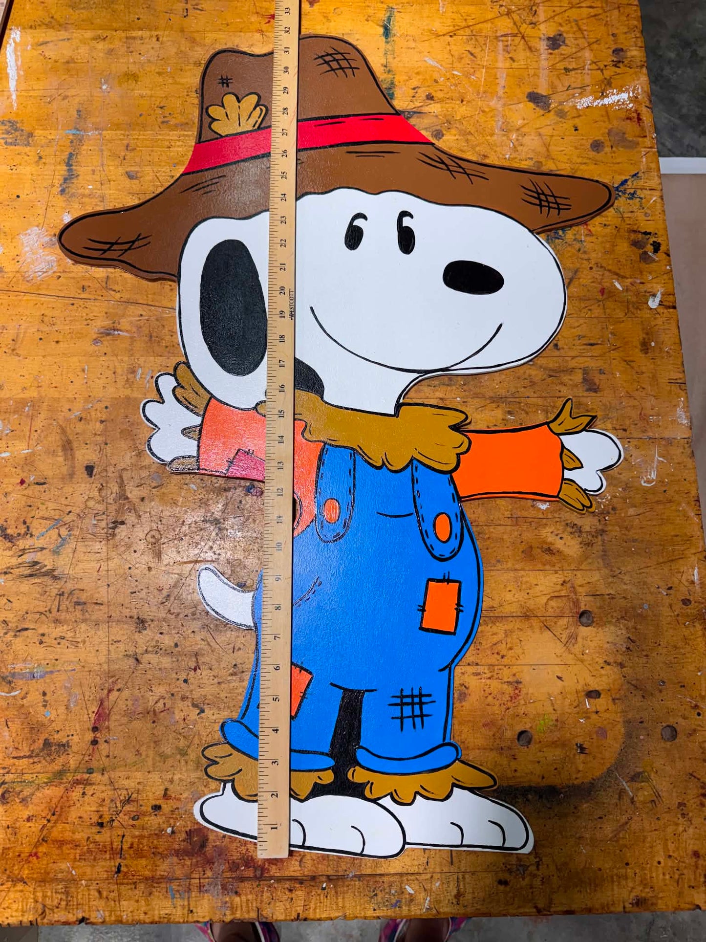 Fall Halloween Scarecrow Snoopy - Handpainted Yard Art - Indoor or Outdoor