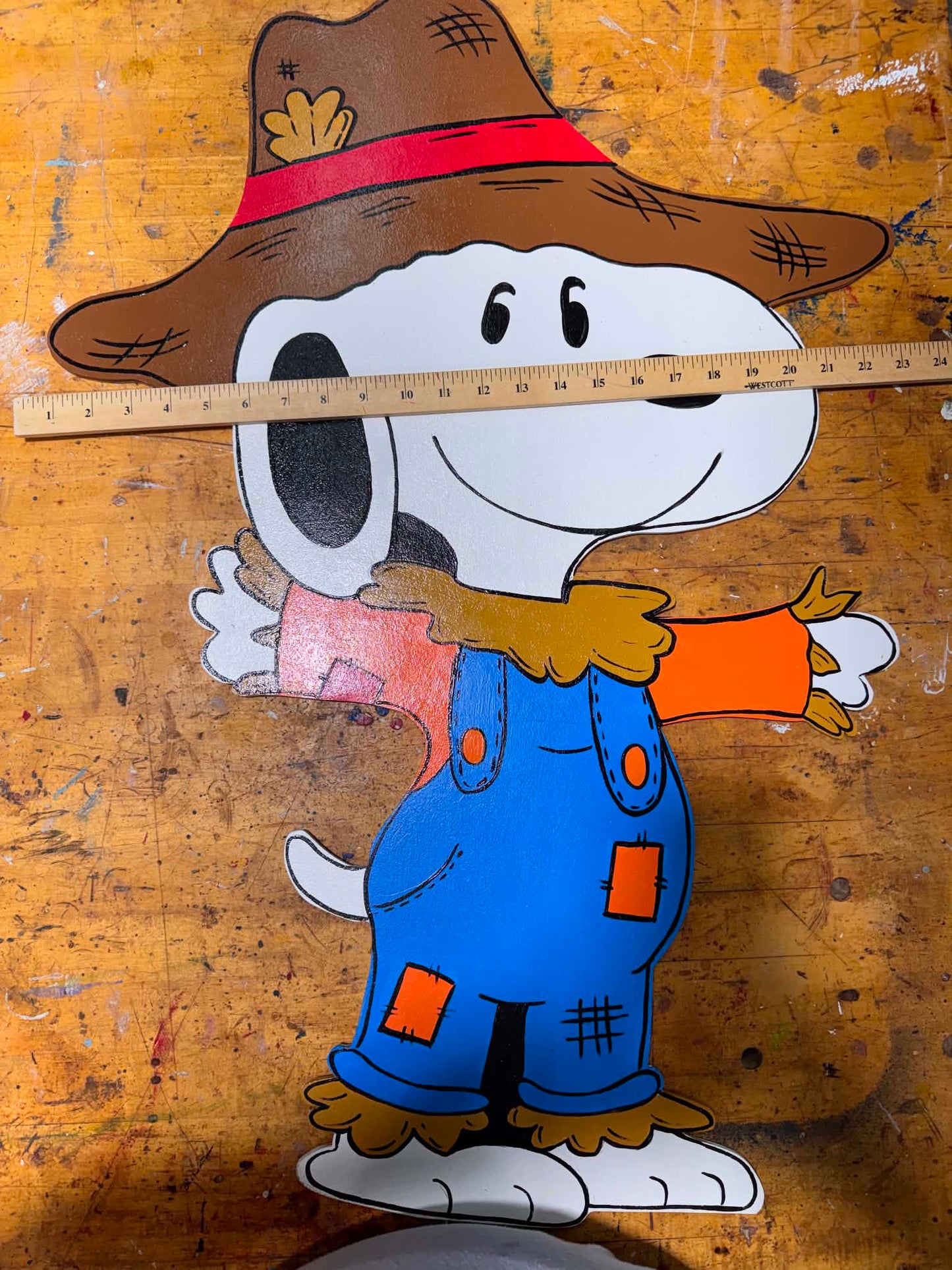 Fall Halloween Scarecrow Snoopy - Handpainted Yard Art - Indoor or Outdoor