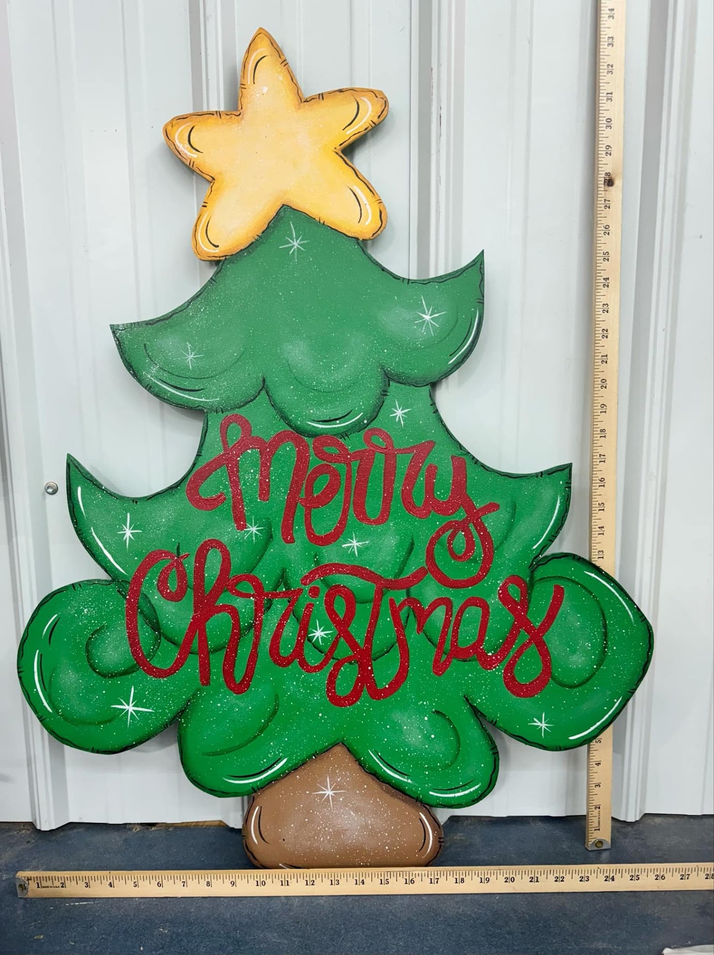Hand Painted Wood Yard Art - Christmas Winter Double Penguin Buddies - Lawn or Garden Decoration - Outdoor or Indoor
