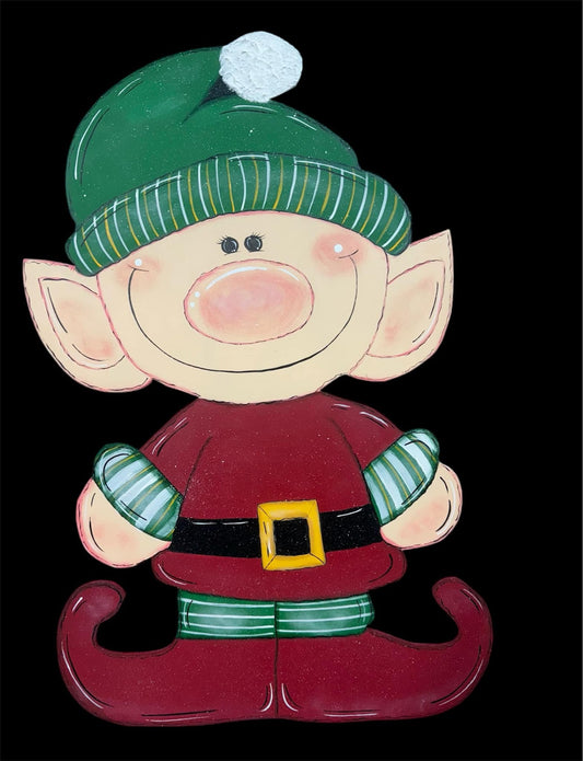 Hand Painted Wood Yard Art - Christmas Winter Elf - Lawn or Garden Decoration - Outdoor or Indoor