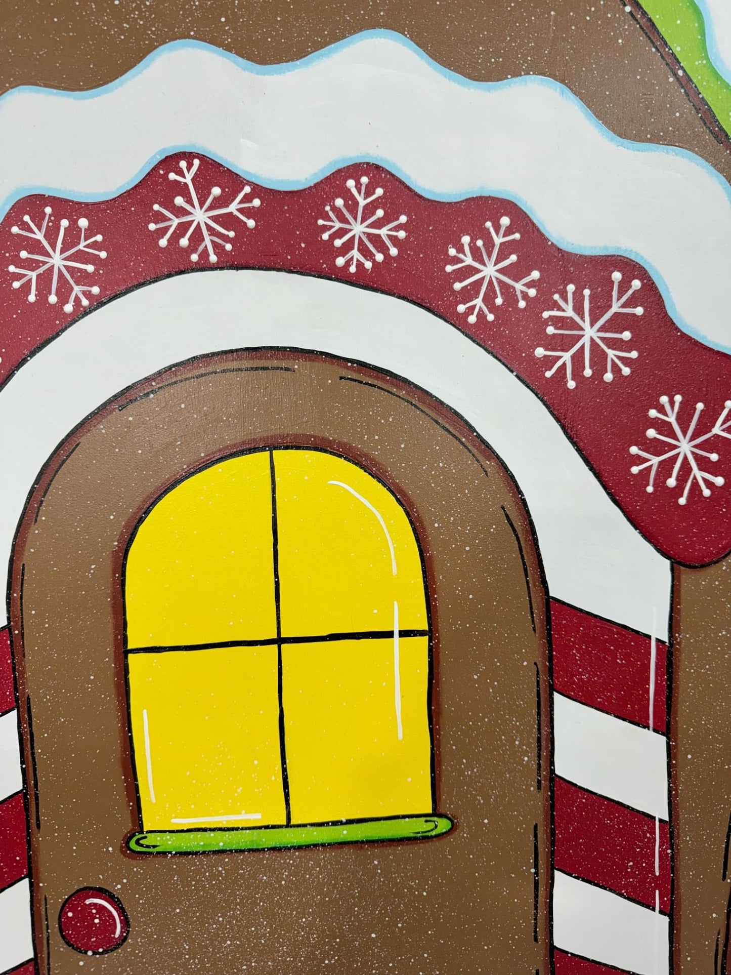 Hand Painted Wood Yard Art - Christmas Winter Gingerbread House- Lawn or Garden Decoration - Outdoor or Indoor