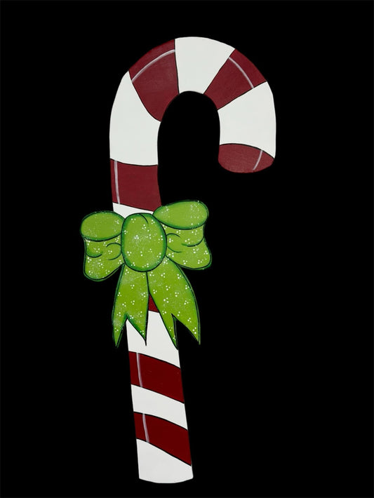 Hand Painted Wood Yard Art - Christmas Winter Big Candy Cane- Lawn or Garden Decoration - Outdoor or Indoor