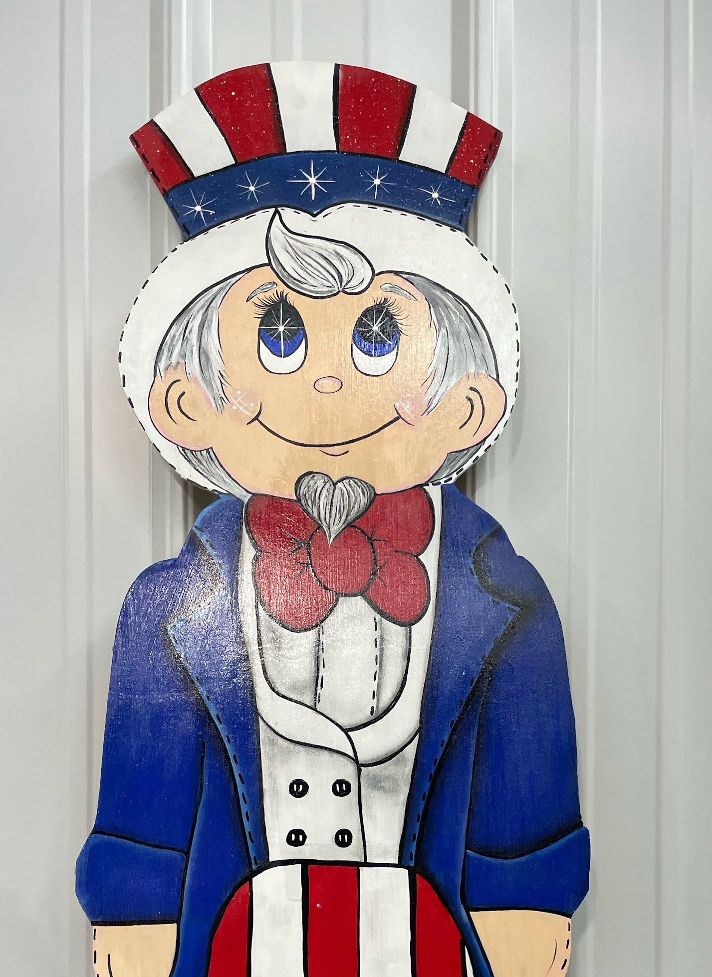 Hand Painted Wood Yard Art - 4th of July Patriotic Uncle Sam - Outdoor Lawn and Garden Decoration