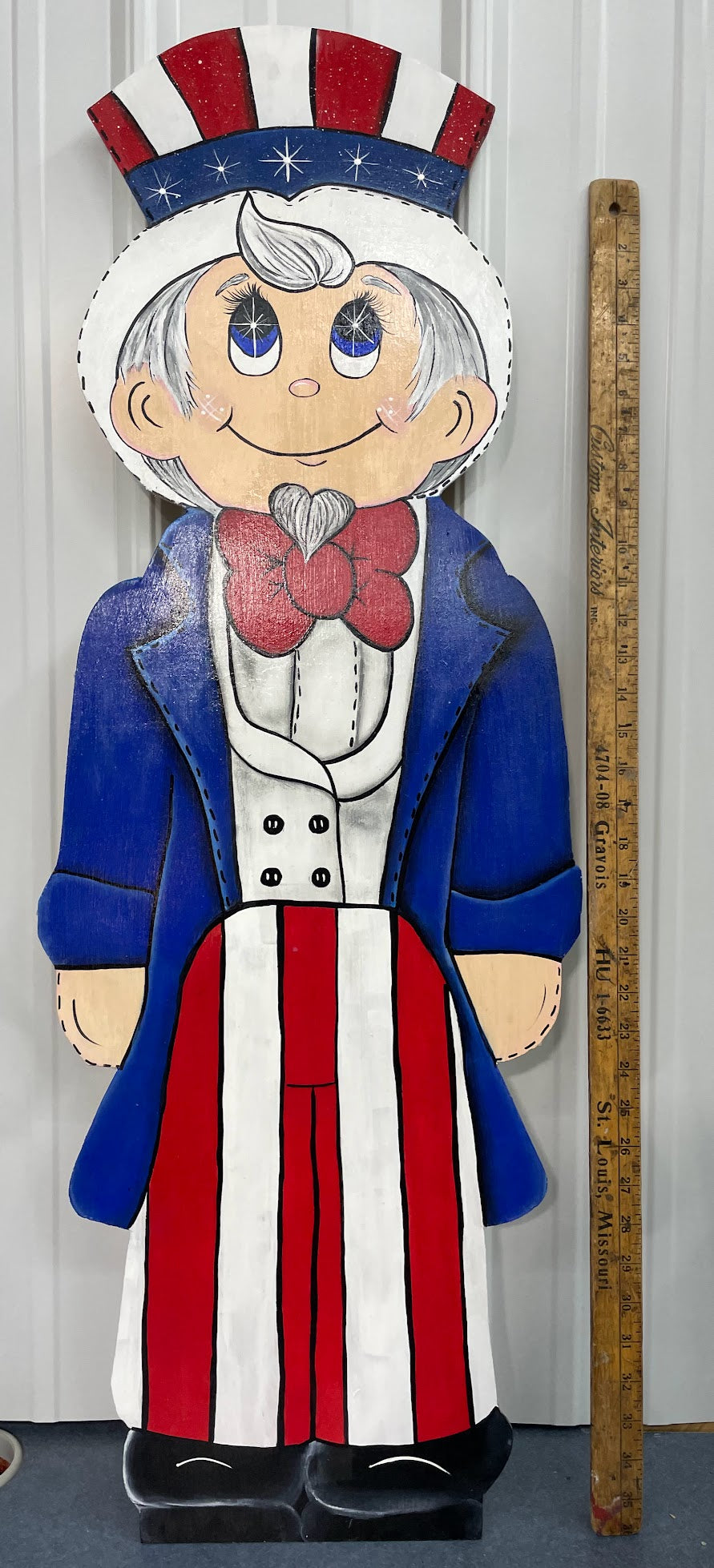 Hand Painted Wood Yard Art - 4th of July Patriotic Uncle Sam - Outdoor Lawn and Garden Decoration