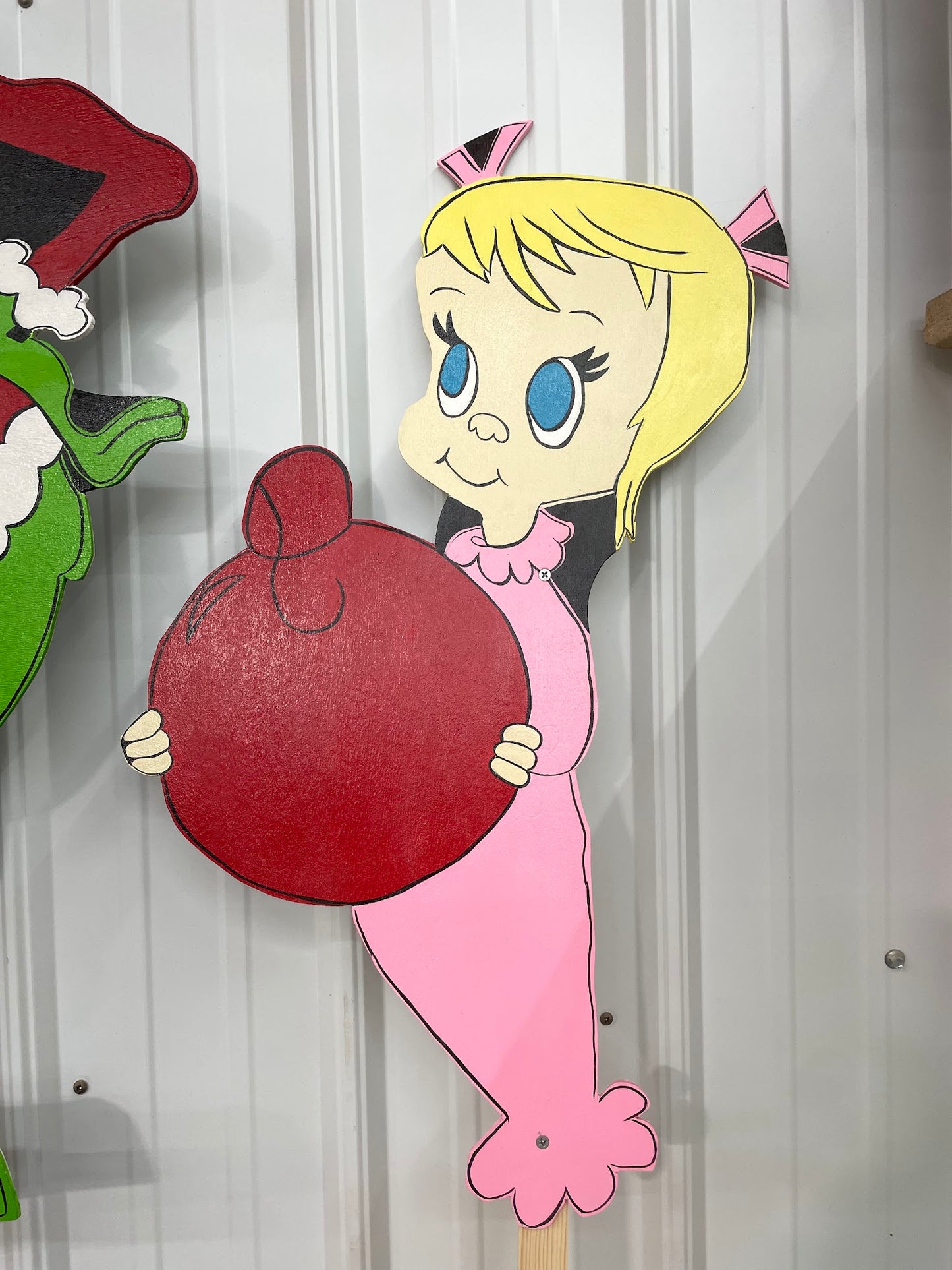 Hand Painted Wooden Yard Art - Cindy Lou Who - Grinch Christmas - Outdoor Decoration