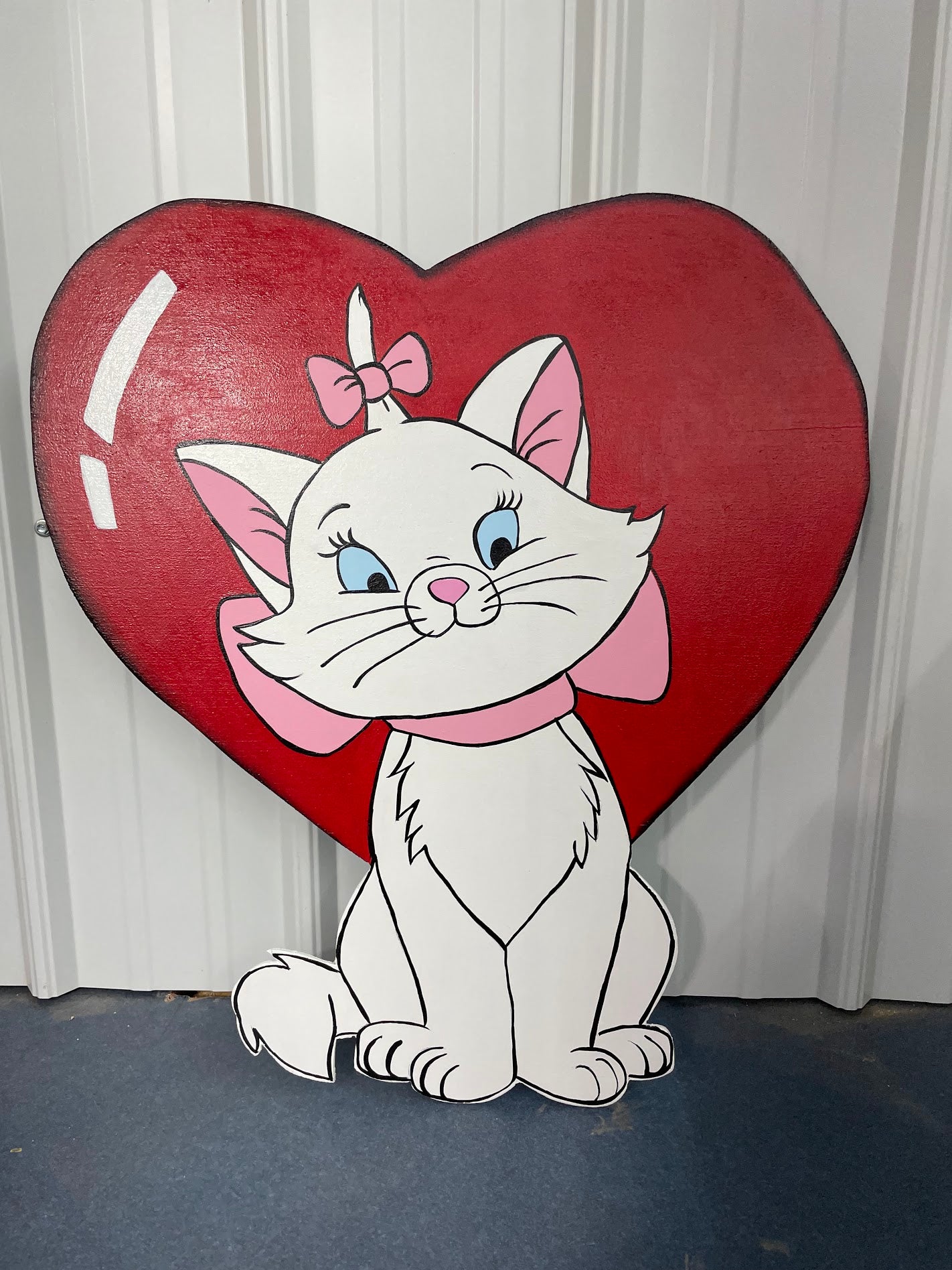 Hand Painted Wood Yard Art - Aristocats Marie Kitten - Valentines, Spring, Year-Round Outdoor Lawn and Garden Decoration