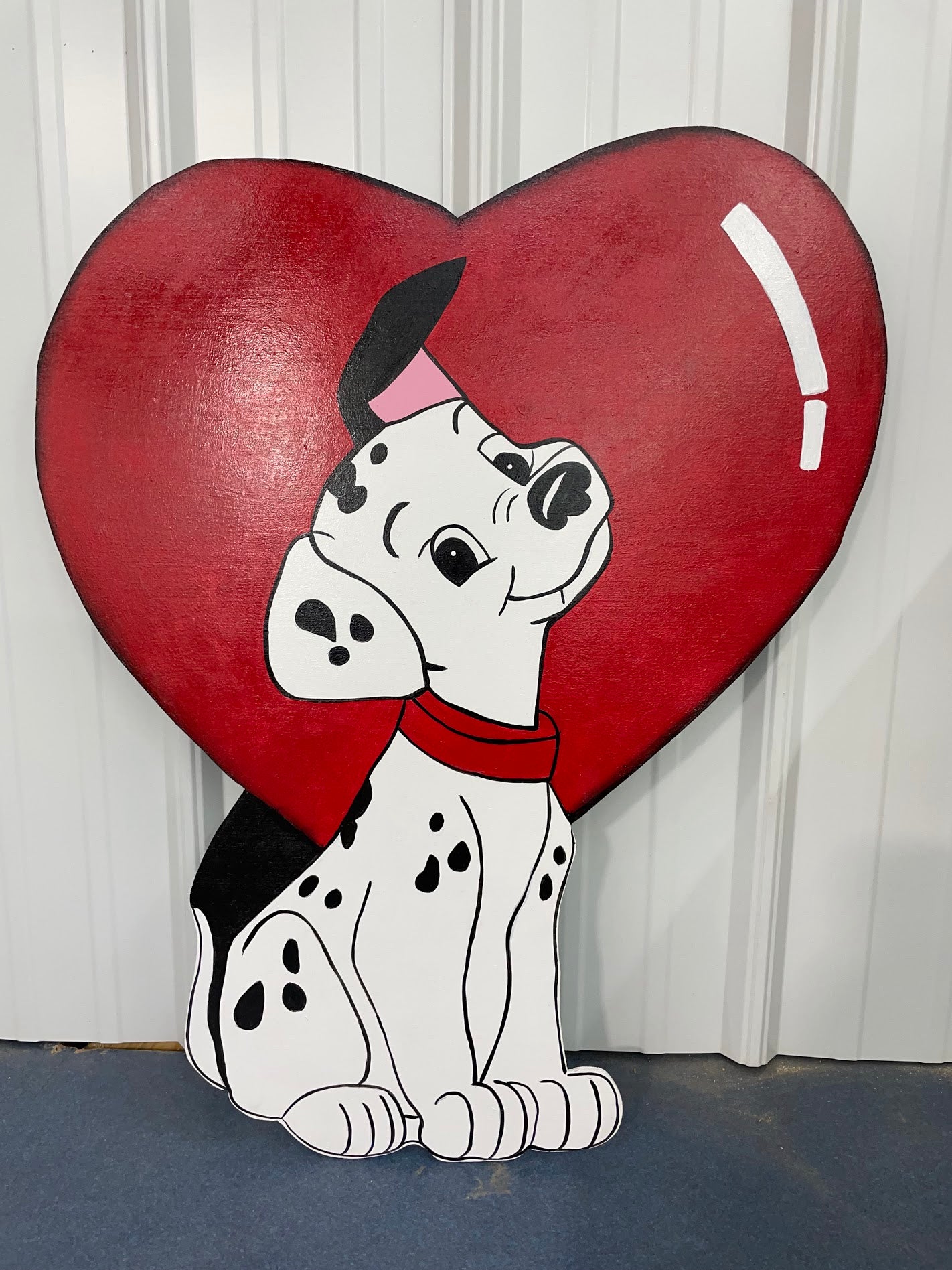 Hand Painted Wood Yard Art - 101 Dalmatians Heart Puppy - Valentines, Spring, Year-Round Outdoor Lawn and Garden Decoration