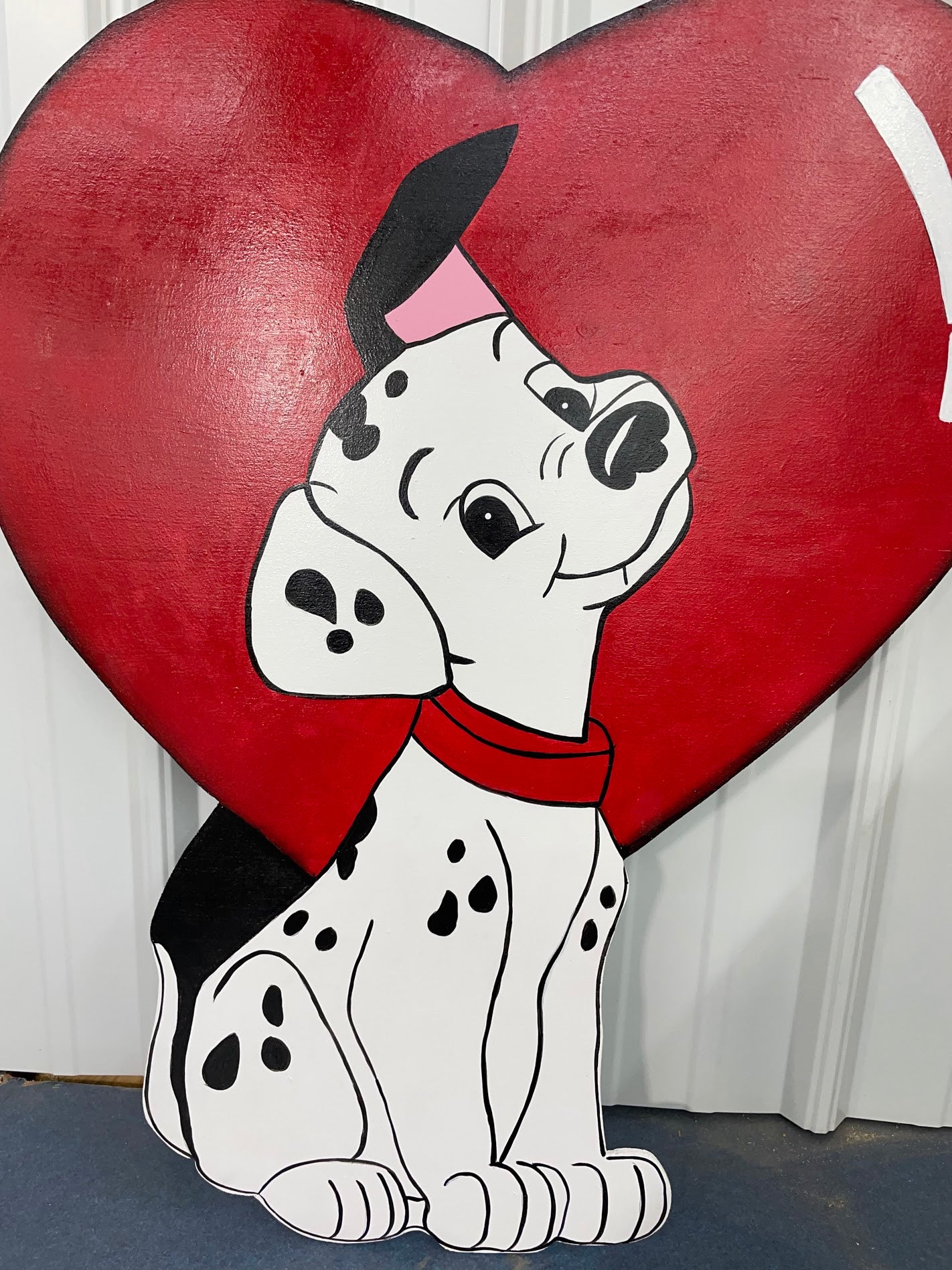 Hand Painted Wood Yard Art - 101 Dalmatians Heart Puppy - Valentines, Spring, Year-Round Outdoor Lawn and Garden Decoration