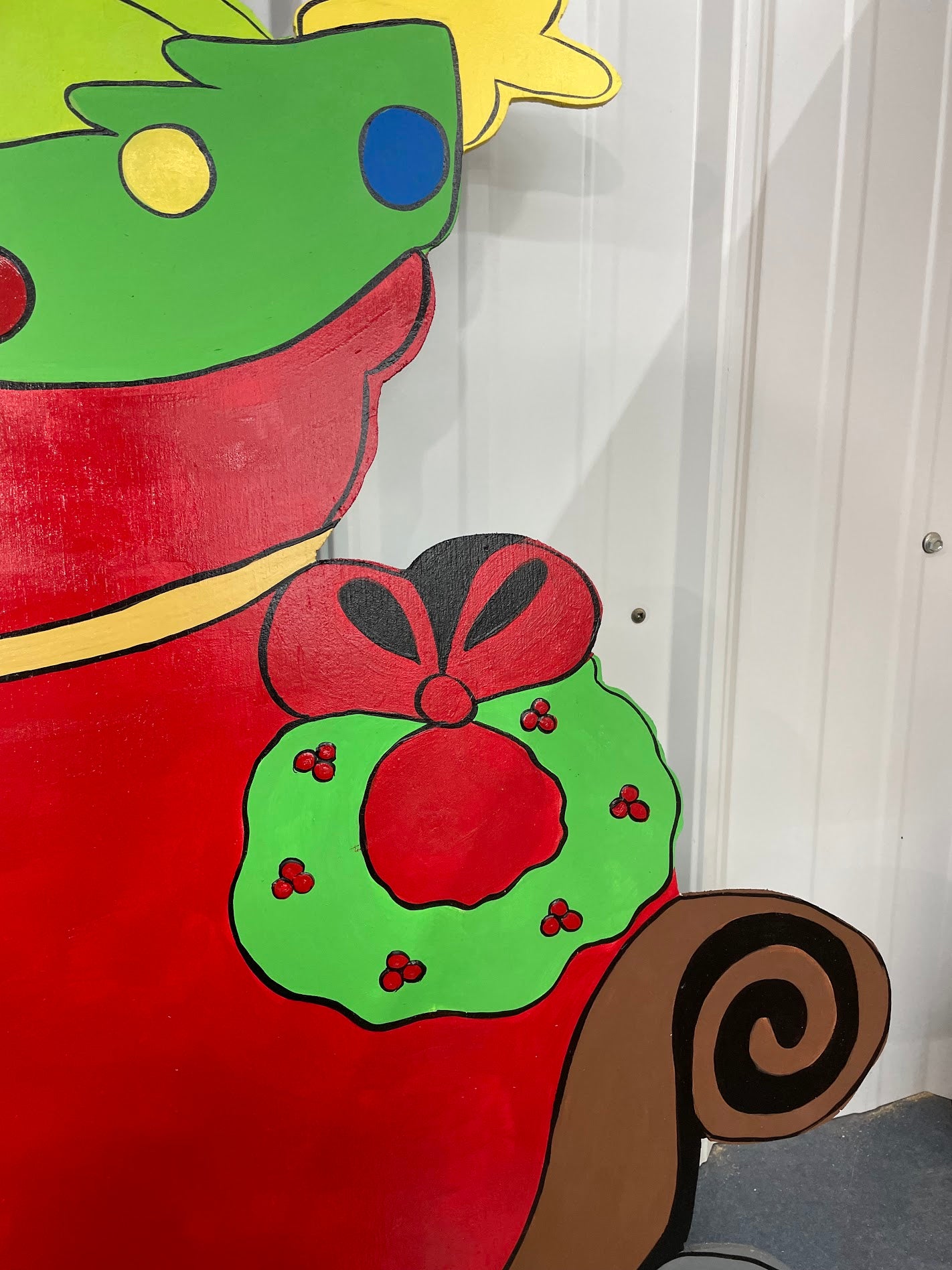 Hand Painted Wooden Yard Art - Grinch's Sleigh - Large! - Outdoor Ready