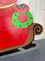 Hand Painted Wooden Yard Art - Grinch's Sleigh - Large! - Outdoor Ready