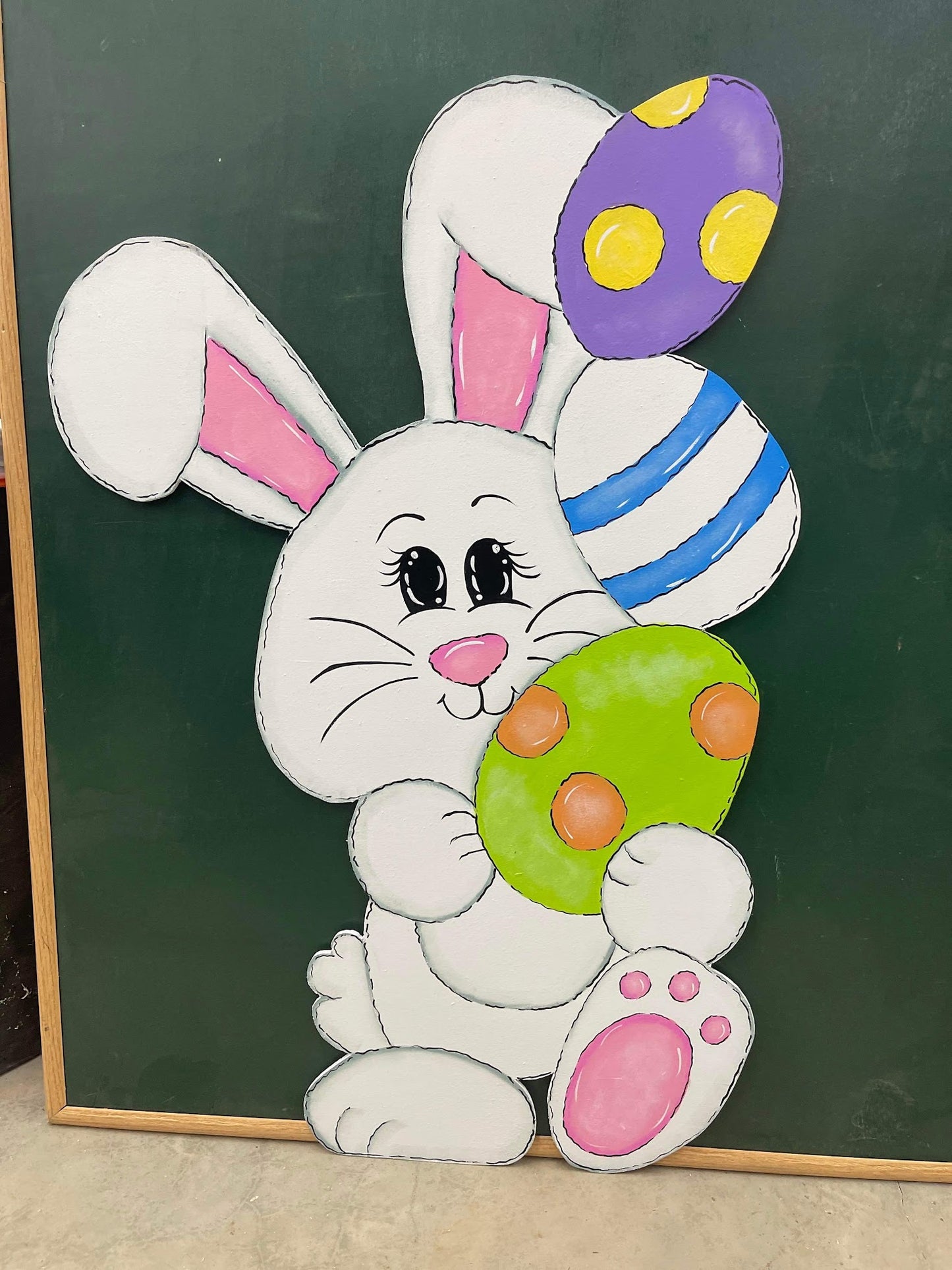 Hand Painted Wood Yard Art - Cute Easter or Spring Bunnies - Multiple Styles