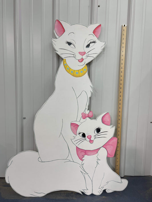 Hand Painted Wood Yard Art - Aristocats Mare & Duchess - Large Outdoor Decoration - Year-Round Lawn and Garden