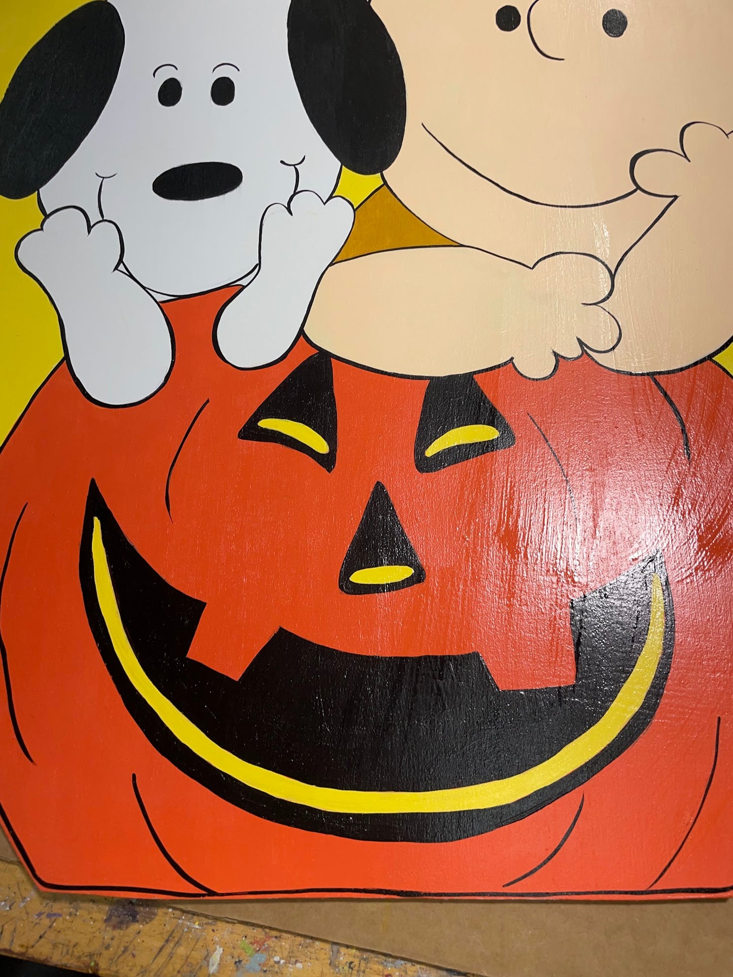 Hand Painted Wood Yard Art - Charlie Brown and Snoopy Halloween Great Pumpkin - Outdoor Lawn Decoration