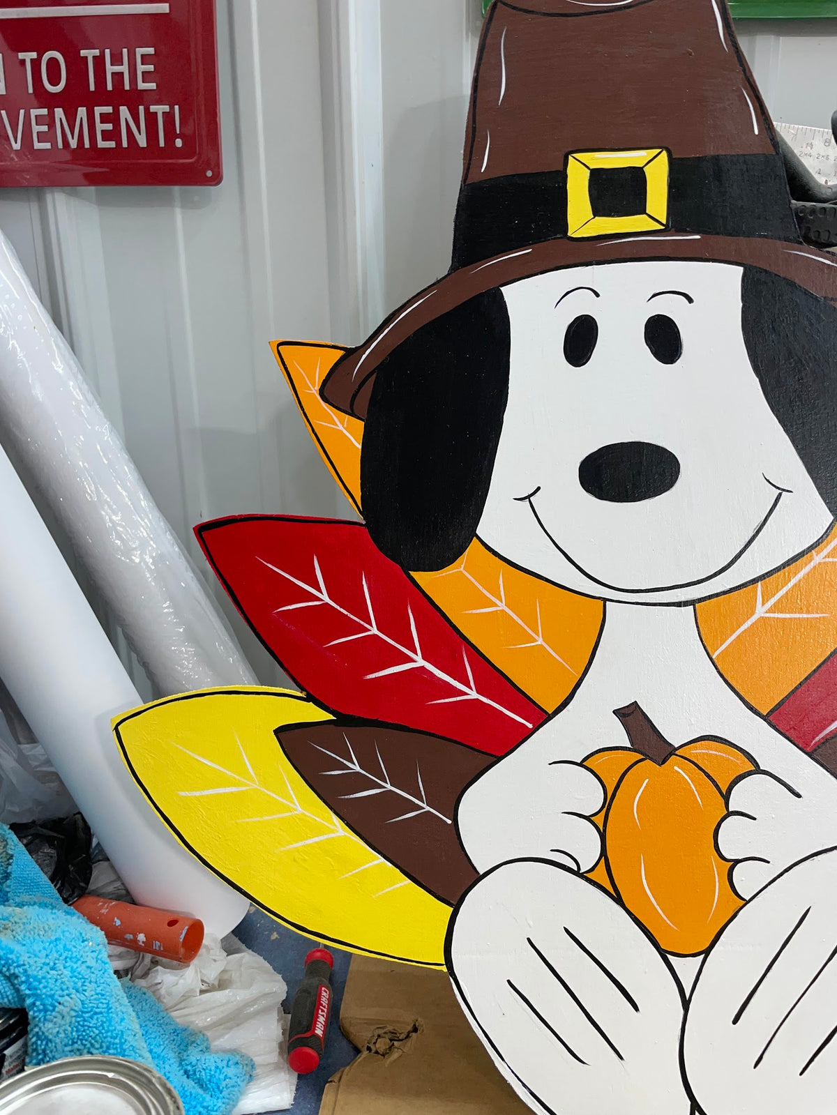 Hand Painted Wood Yard Art - Thanksgiving Turkey Snoopy Peanuts - Outd ...