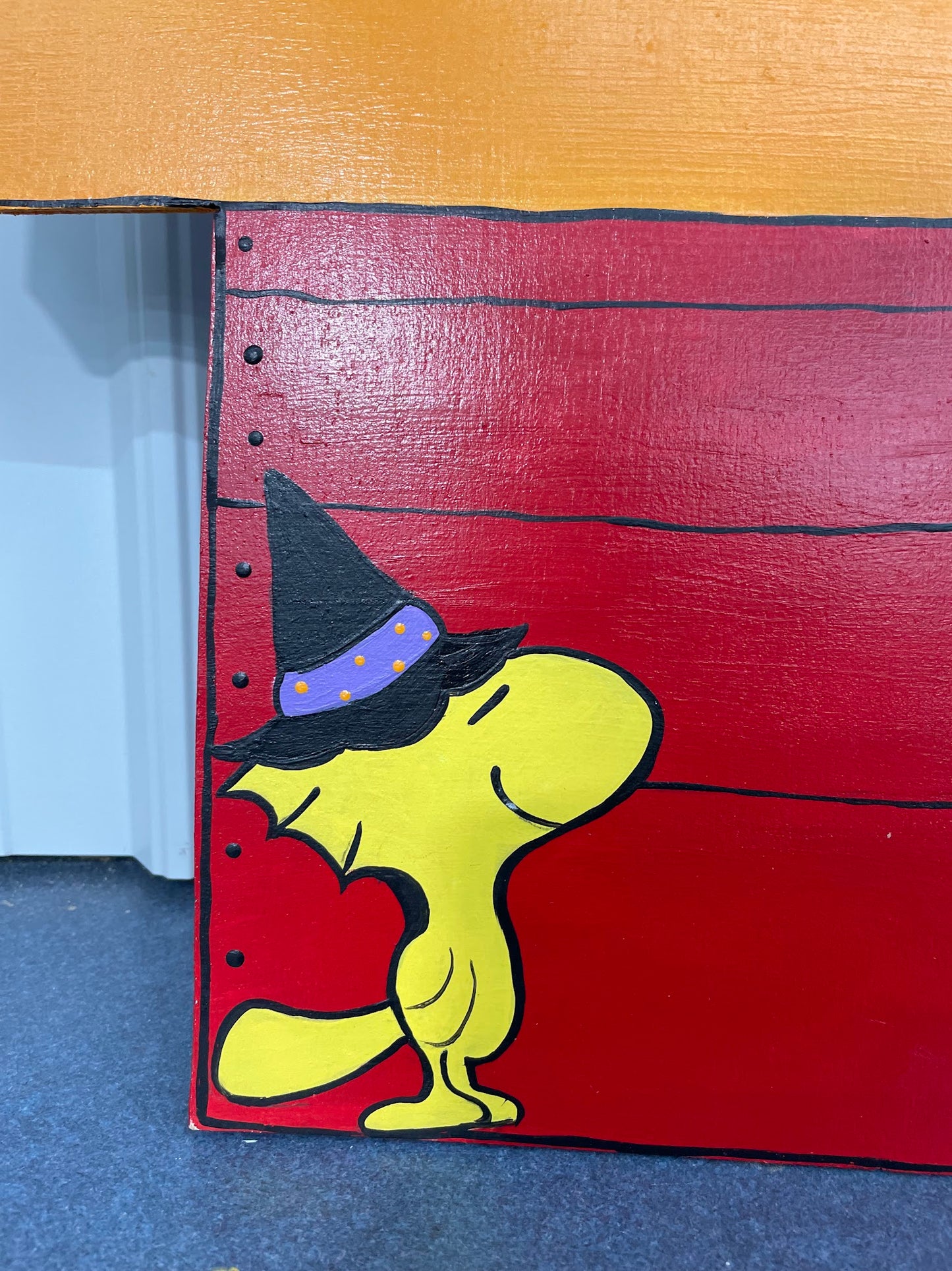 Hand Painted Wood Yard Art - Halloween Snoopy on Doghouse - Outdoor Lawn Decoration