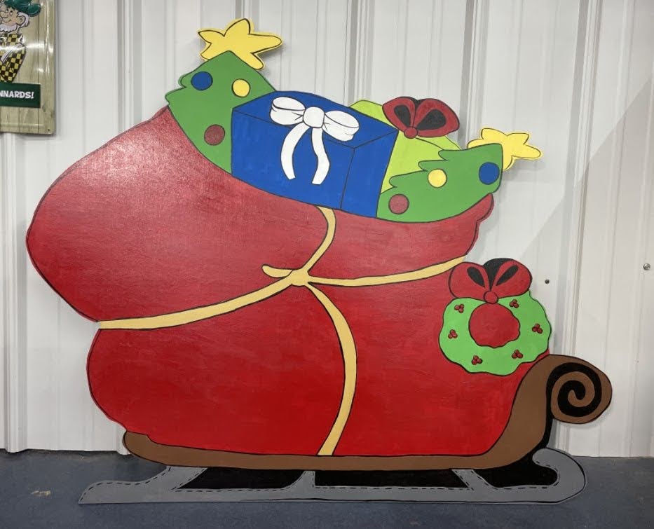 Hand Painted Wooden Yard Art - Grinch's Sleigh - Large! - Outdoor Ready