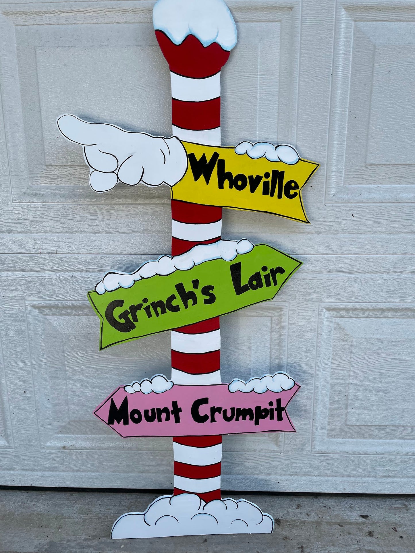 Hand Painted Wooden Yard Art - Grinch Whoville Sign - Outdoor Ready