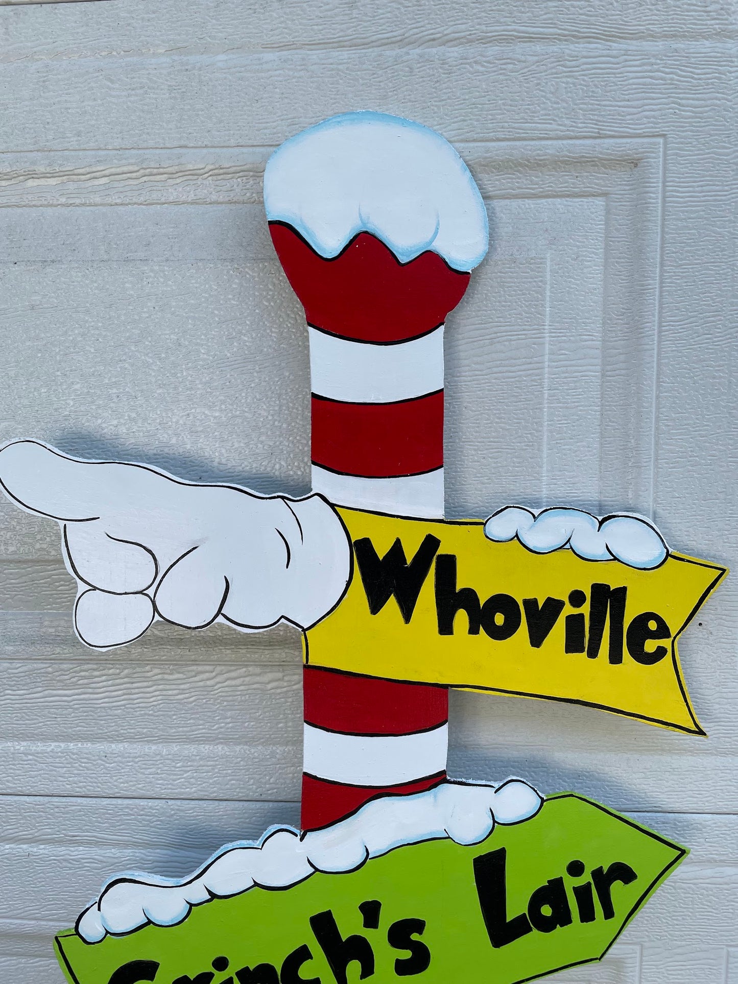 Hand Painted Wooden Yard Art - Grinch Whoville Sign - Outdoor Ready