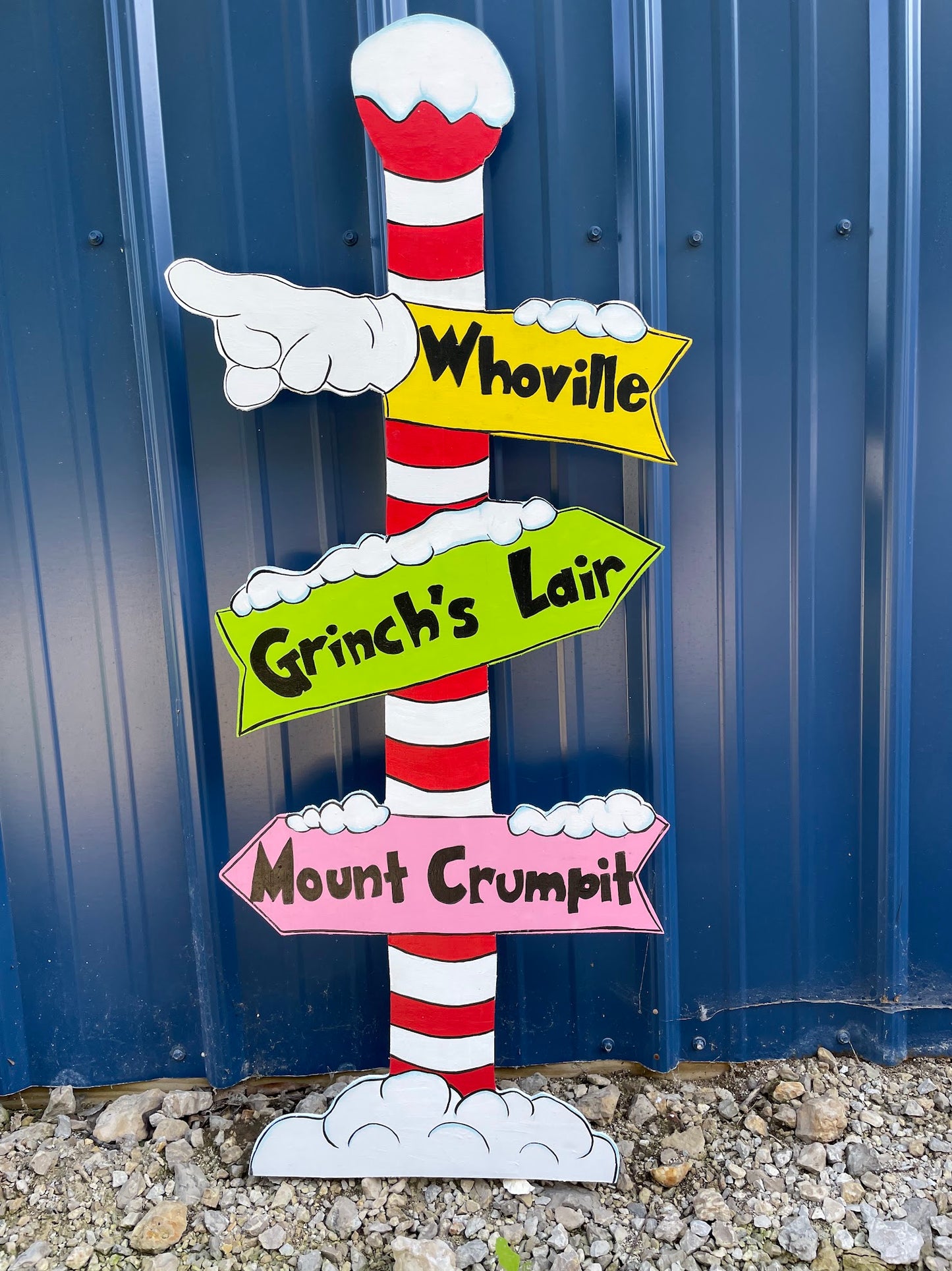 Hand Painted Wooden Yard Art - Grinch Whoville Sign - Outdoor Ready