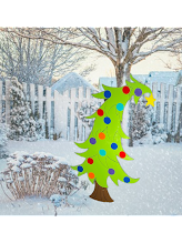 Hand Painted Wooden Yard Art - Grinch Style Tree - Outdoor Ready