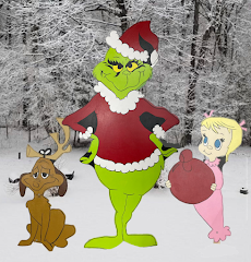 Hand Painted Wooden Yard Art - Grinch Set - Grinch, Max & Cindy Lou - Outdoor Lawn Decoration - Christmas Display