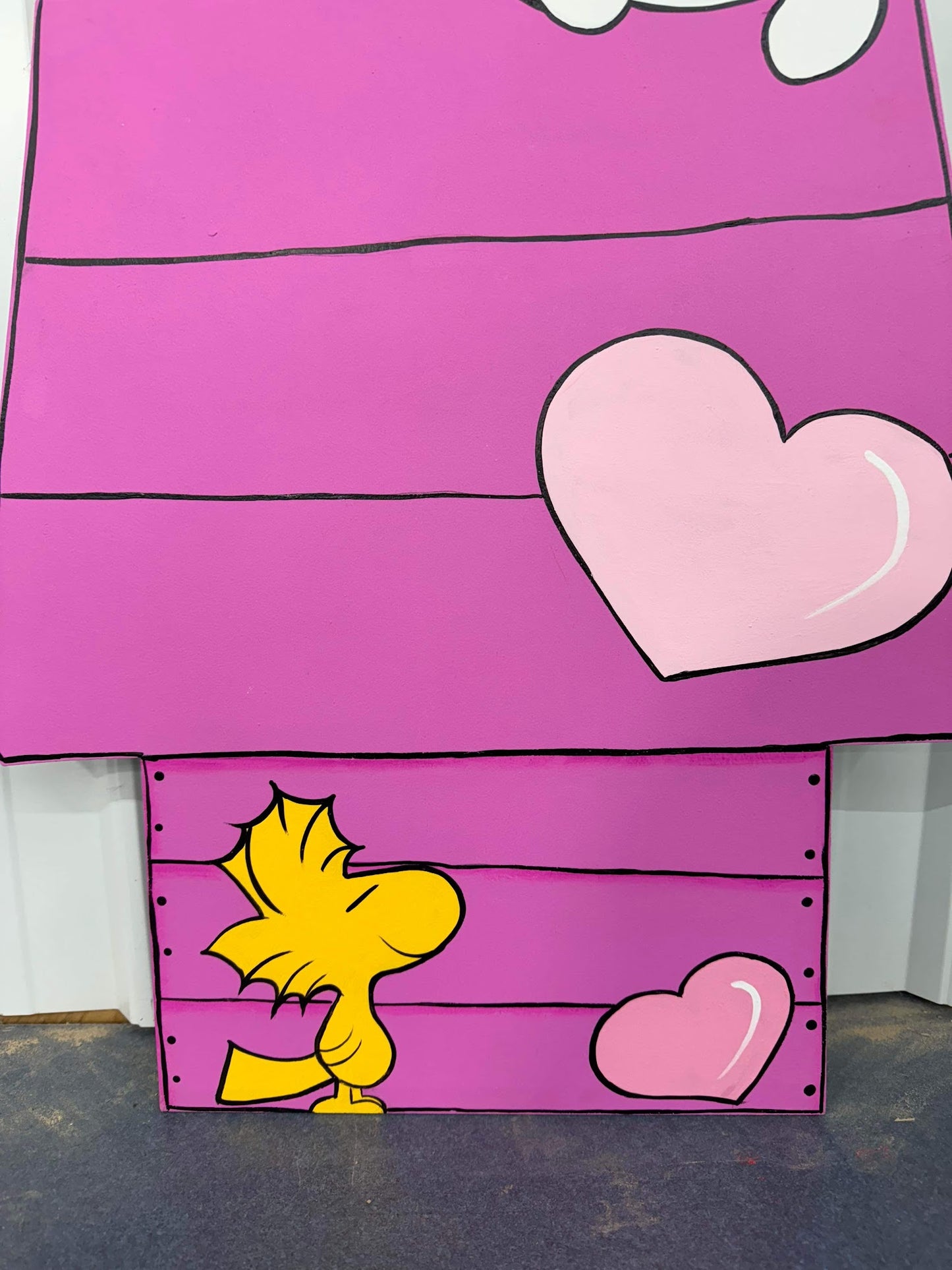 Hand Painted Wood Yard Art - Valentine's Snoopy on Doghouse - Outdoor Lawn Decoration