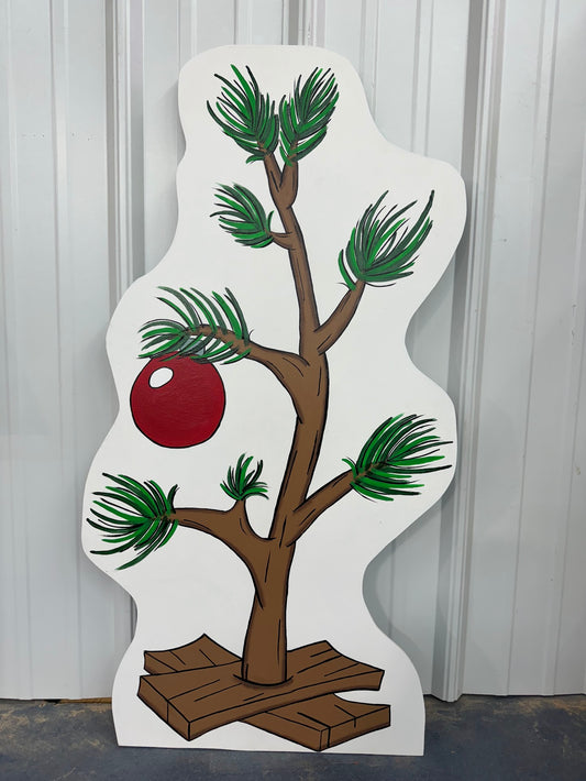 Hand Painted Wood Yard Art - Charlie Brown Tree