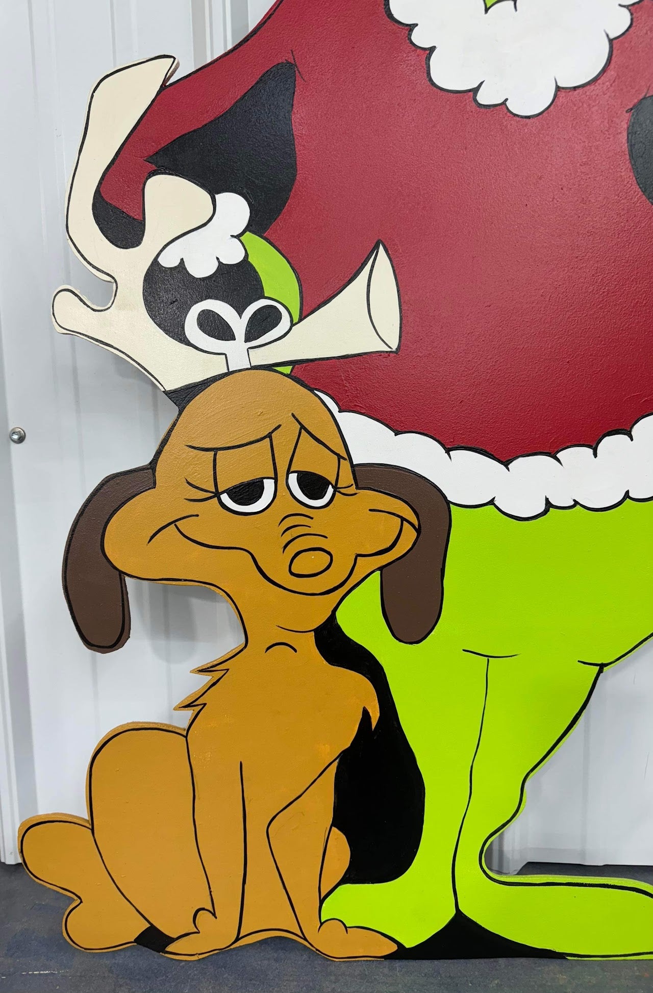 Hand Painted Wooden Yard Art - Grinch and Max - Single Piece - Outdoor Lawn Decoration - Christmas Display