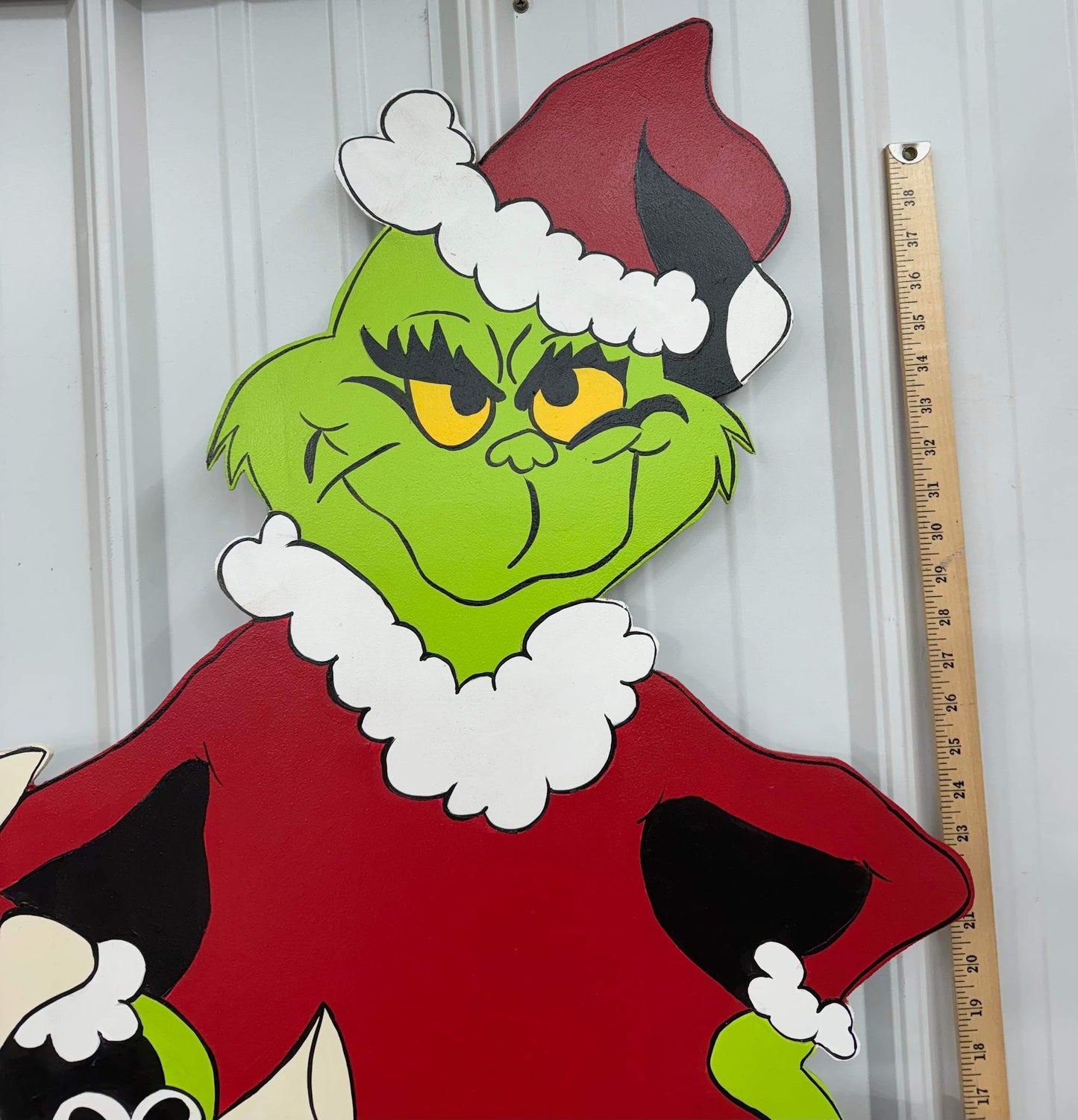 Hand Painted Wooden Yard Art - Grinch and Max - Single Piece - Outdoor Lawn Decoration - Christmas Display