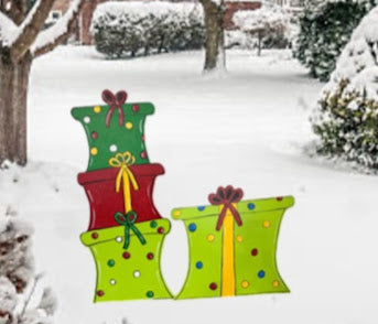 Hand Painted Wood Yard Art - Christmas Presents - Holiday Display Lawn and Garden Outdoor Decoration