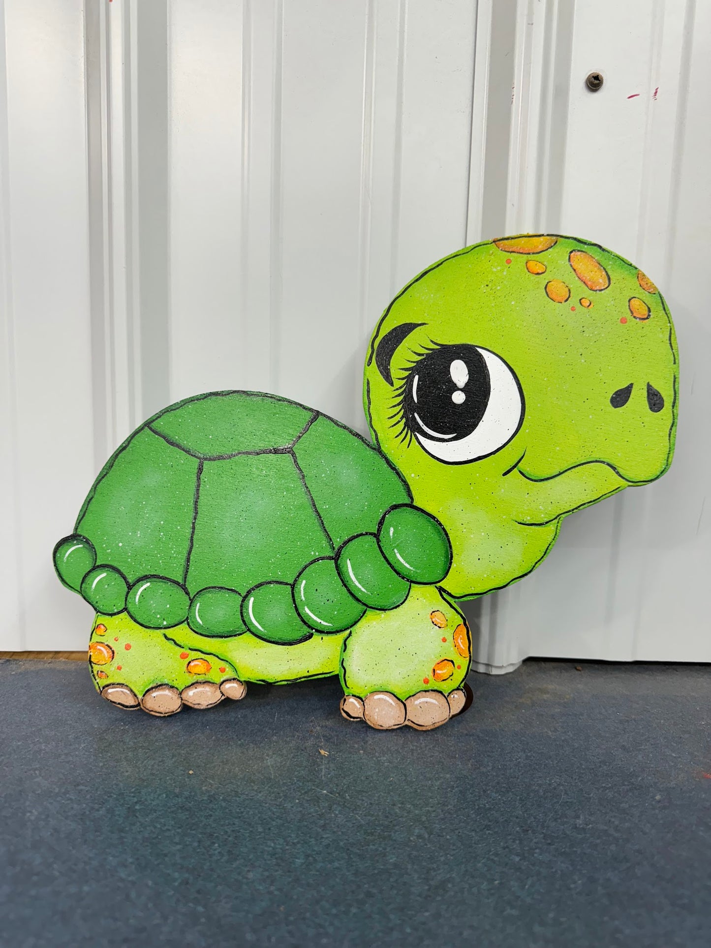 Hand Painted Wood Yard Art - Little Turtle - Flower Pot or Garden - Indoor or Outdoor