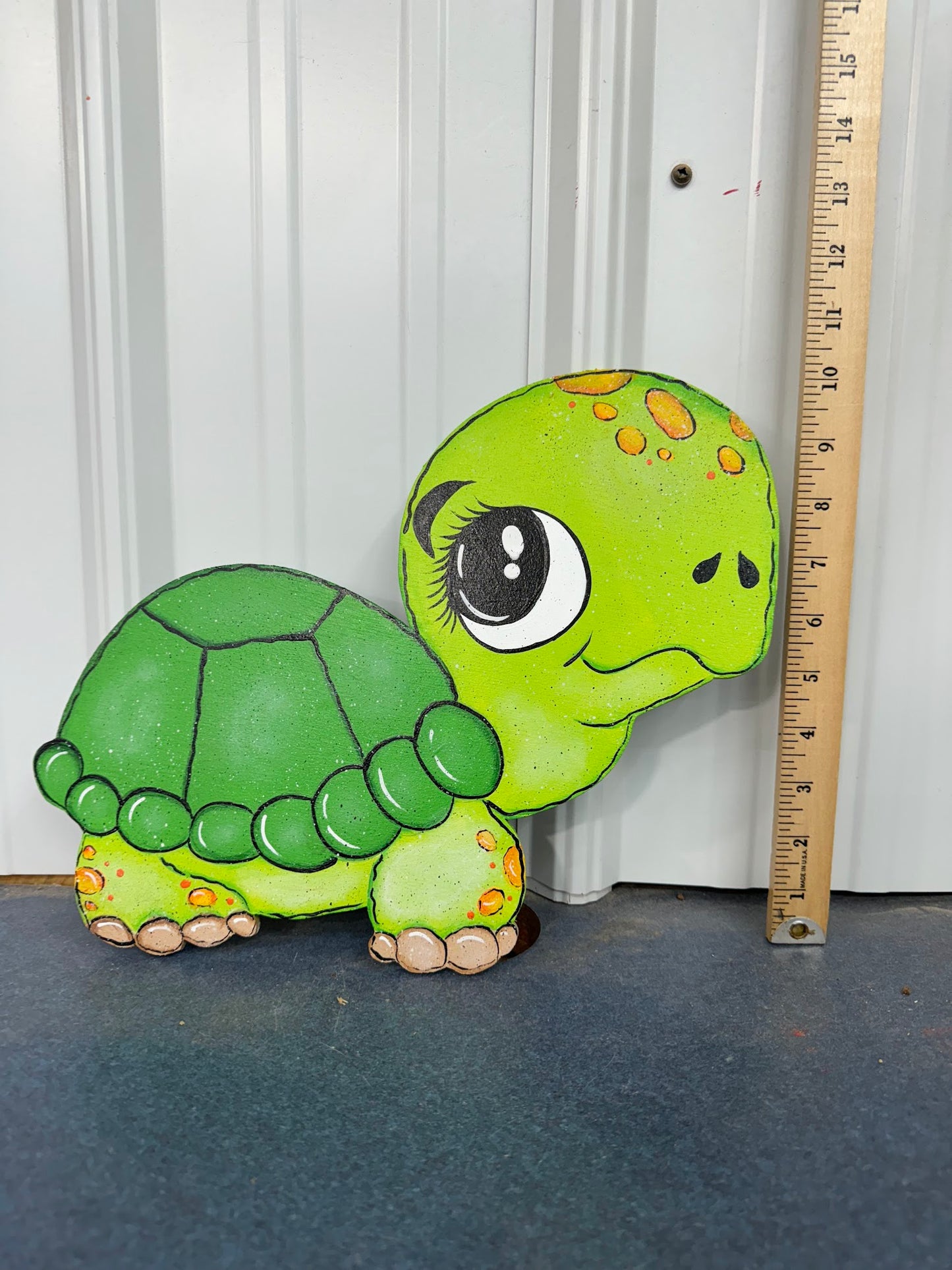 Hand Painted Wood Yard Art - Little Turtle - Flower Pot or Garden - Indoor or Outdoor